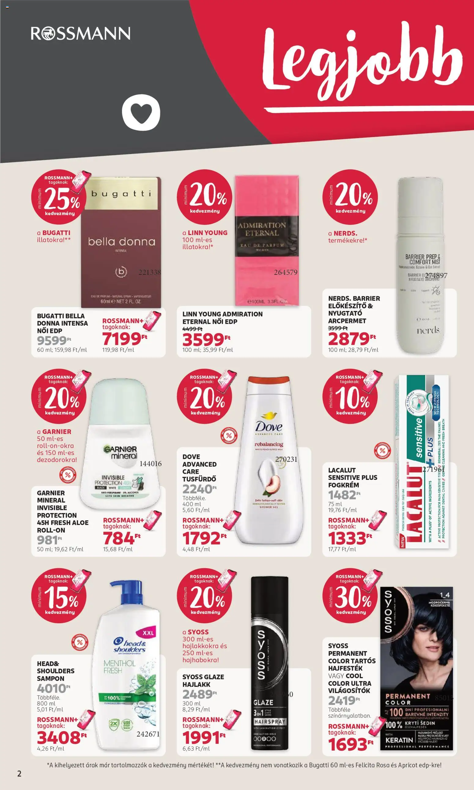 Rossmann akciós ujság - amely érvényes a következő dátumtól: 2026.10.05. | Oldal: 2 | Termékek: Dove, Hajfesték, Hajlakk, Fogkrém