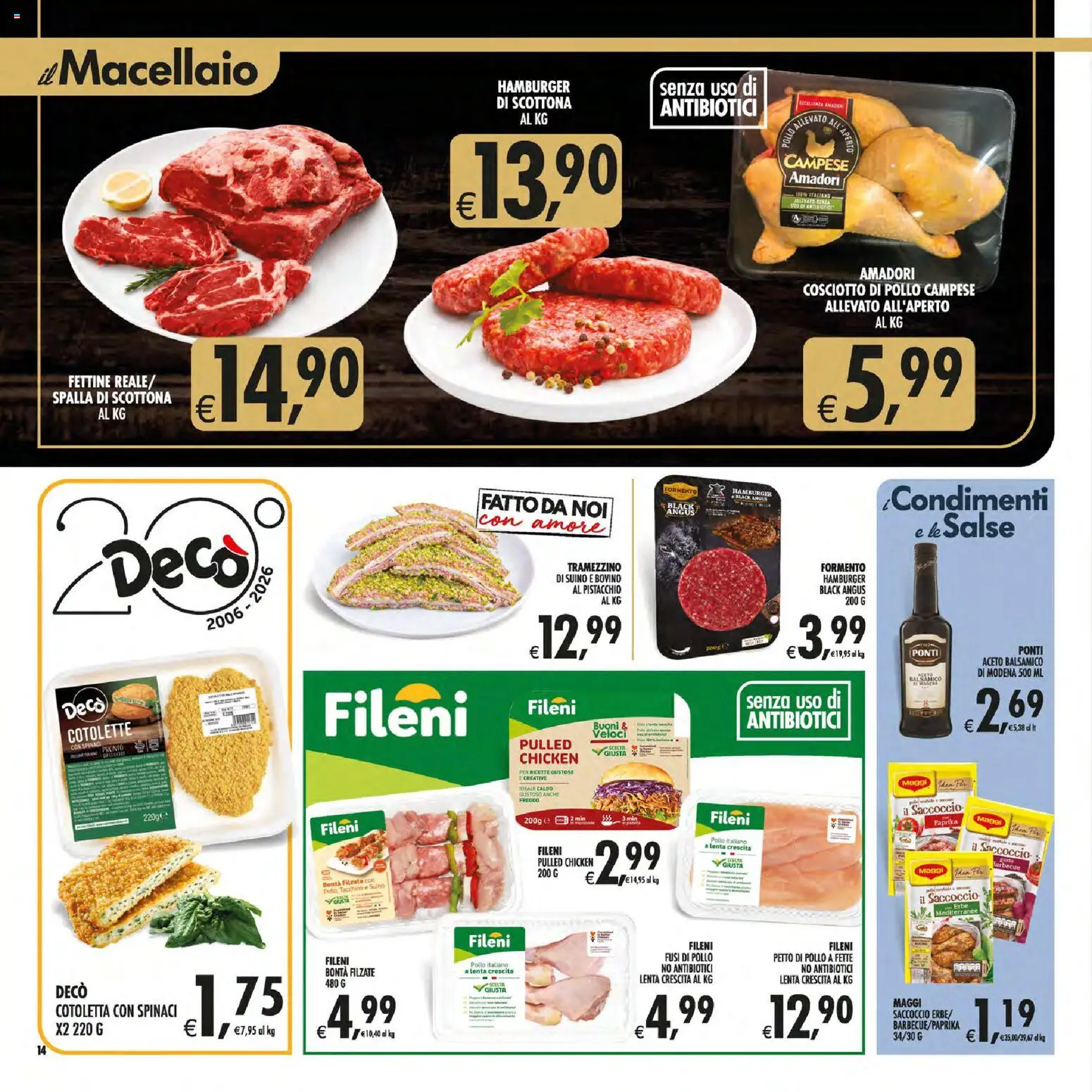 Volantino Decò del 21/07/2026 | Pagina: 14 | Prodotti: Bovino, Pollo, Tacchino, Spinaci