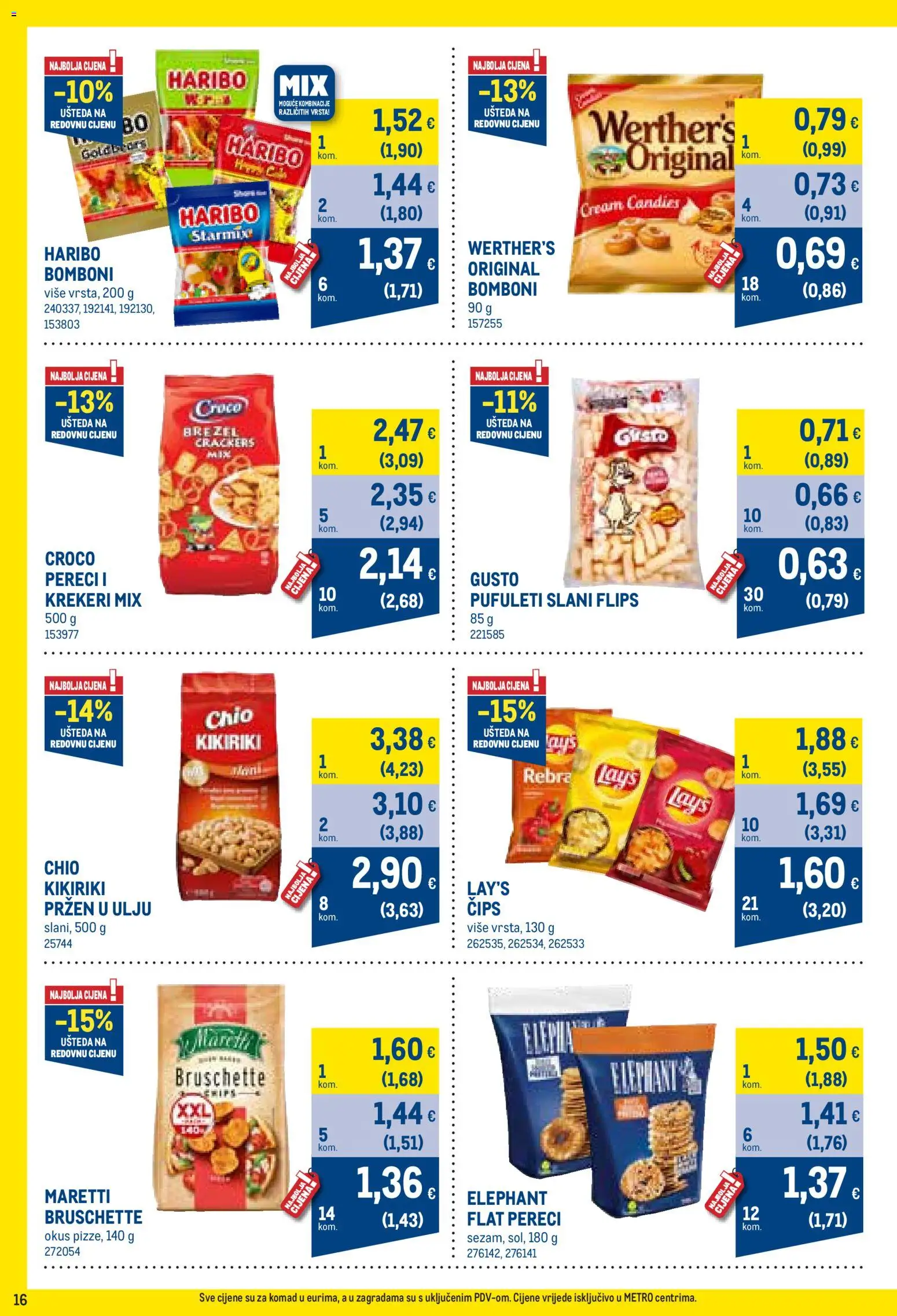 Metro katalog | vrijedi od 03.08.2026 | Stranica: 16 | Proizvodi: Flips, Bomboni, Kikiriki, Krekeri