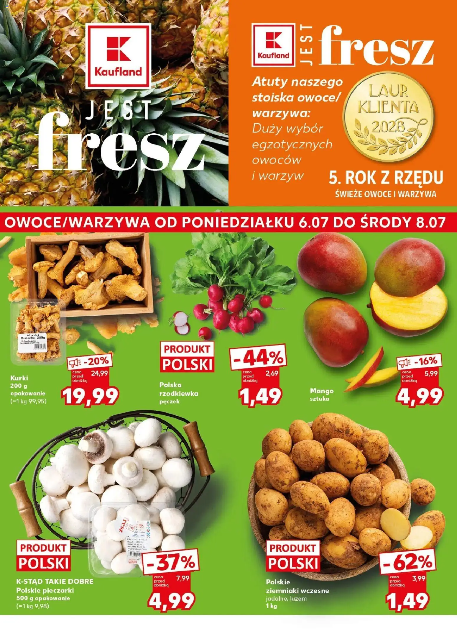 Kaufland gazetka - Mocny start od 06.07.2026 | Strona: 2 | Produkty: Mango, Ziemniaki, Warzywa, Owoce