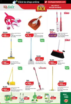 Preview of Lulu Hypermarket Welcome Back - Abu Dhabi & Al Ain valid from 24 Aug, 2026 | Page: 52 | Products: Cleaning set, Brush, Mop, Broom