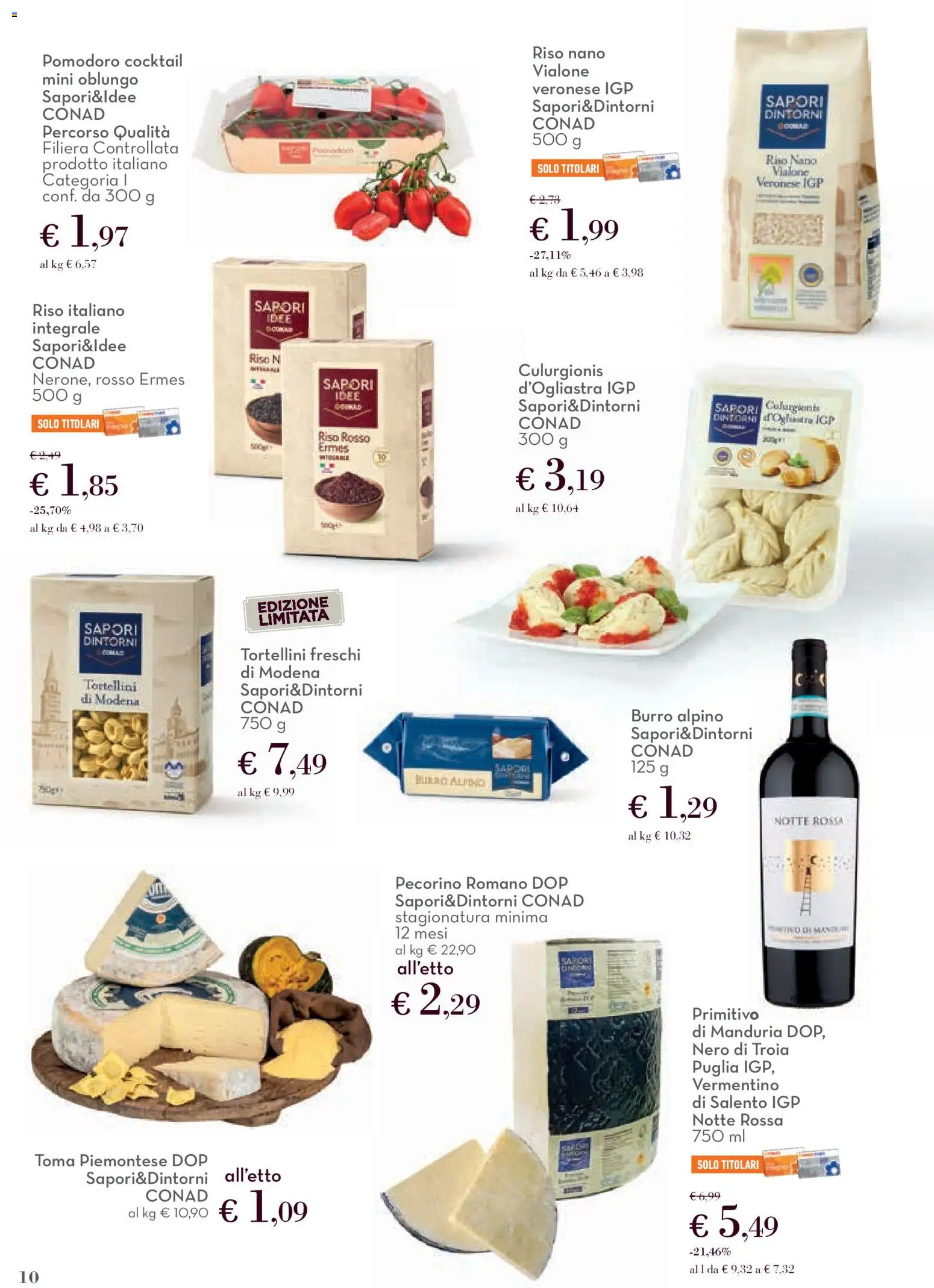 Volantino Conad del 12.03.2026 | Pagina: 10 | Prodotti: Riso, Pomodoro, Burro, Pecorino Romano