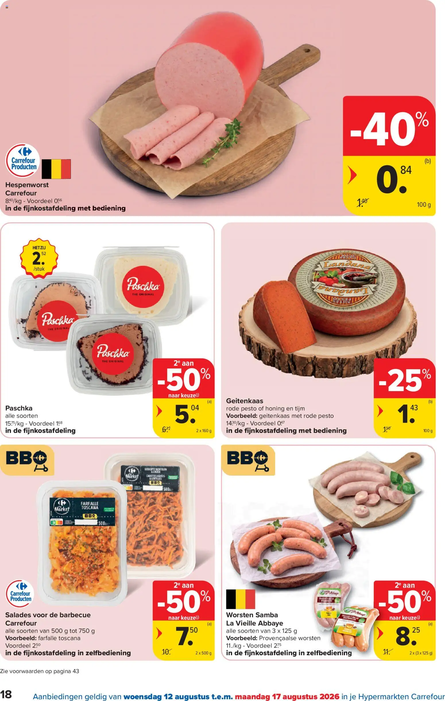 {H1} | Pagina: 18 | Producten: Ham, Salades, La, Geitenkaas