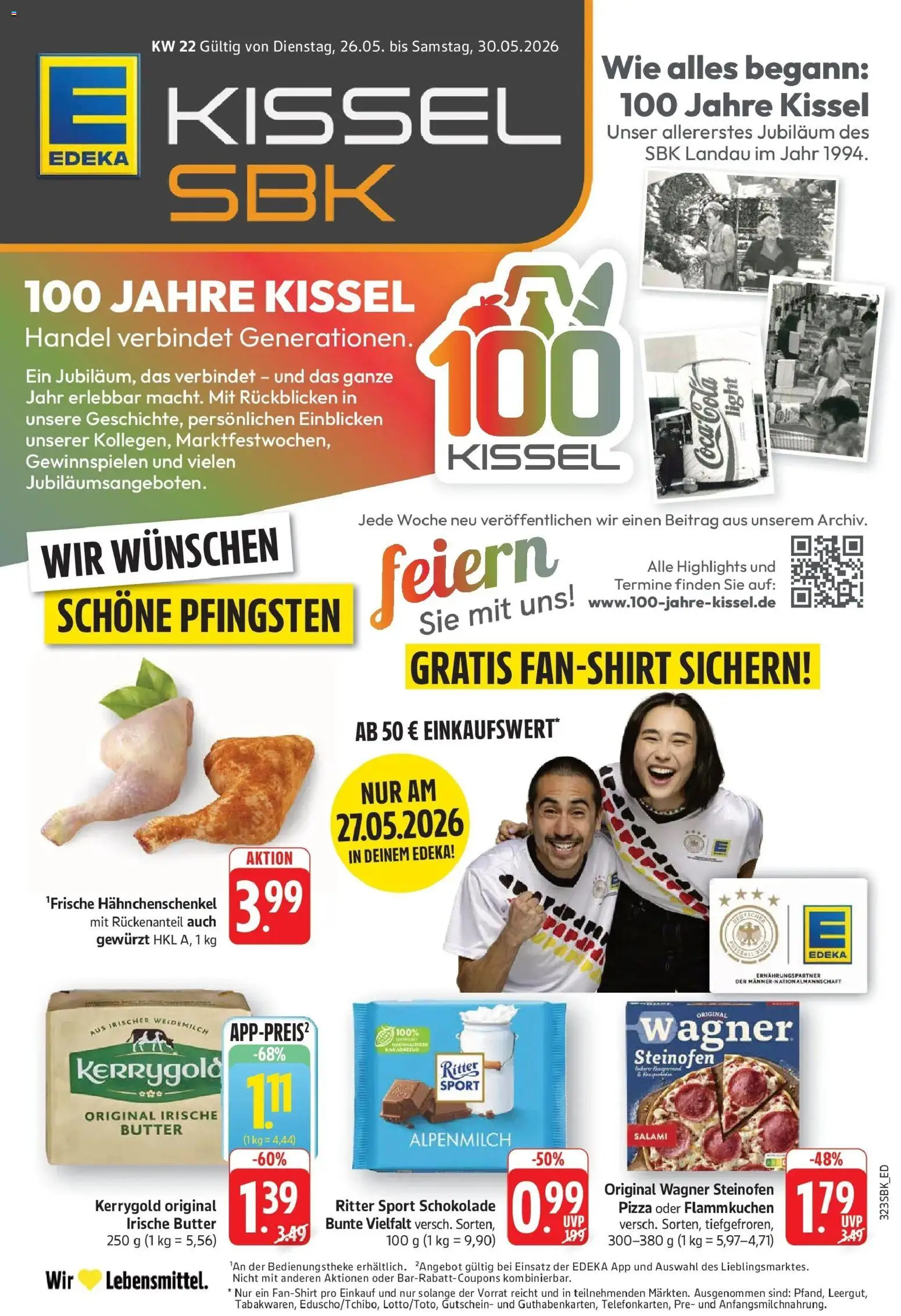 Edeka prospekt Pirmasens – gültig ab 26.05.2026 | Seite: 1 | Produkte: Hahnchenschenkel, Butter, Schokolade, Ritter sport