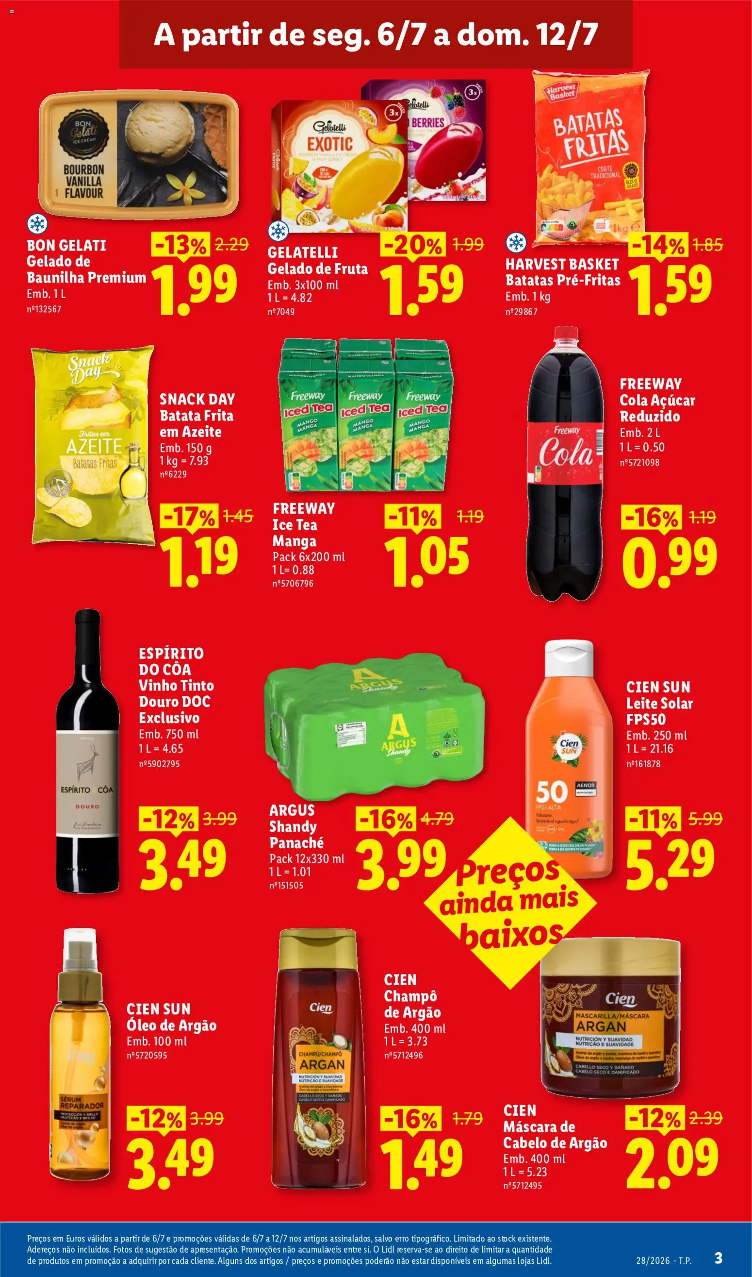 Lidl folheto │ válido de 06/07/2026 | Página: 3 | Produtos: Batata, Batata frita, Máscara de cabelo, Leite