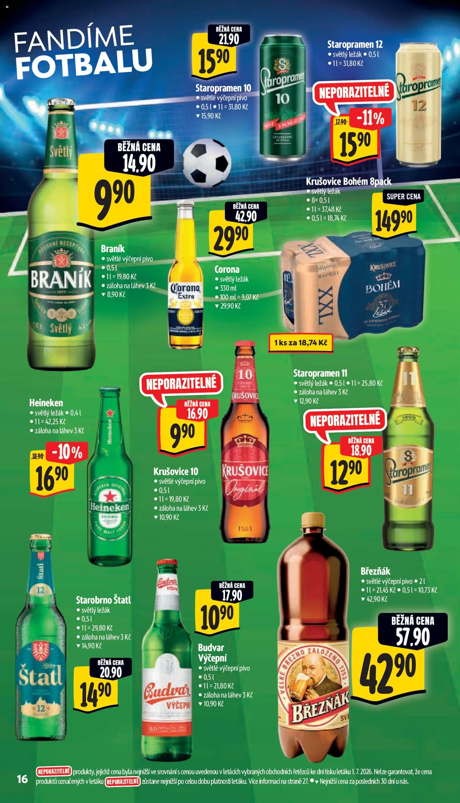 Albert leták - Hypermarket od 08.07.2026 | Strana: 28 | Produkty: Heineken, Pivo Braník, Krušovice, Láhev
