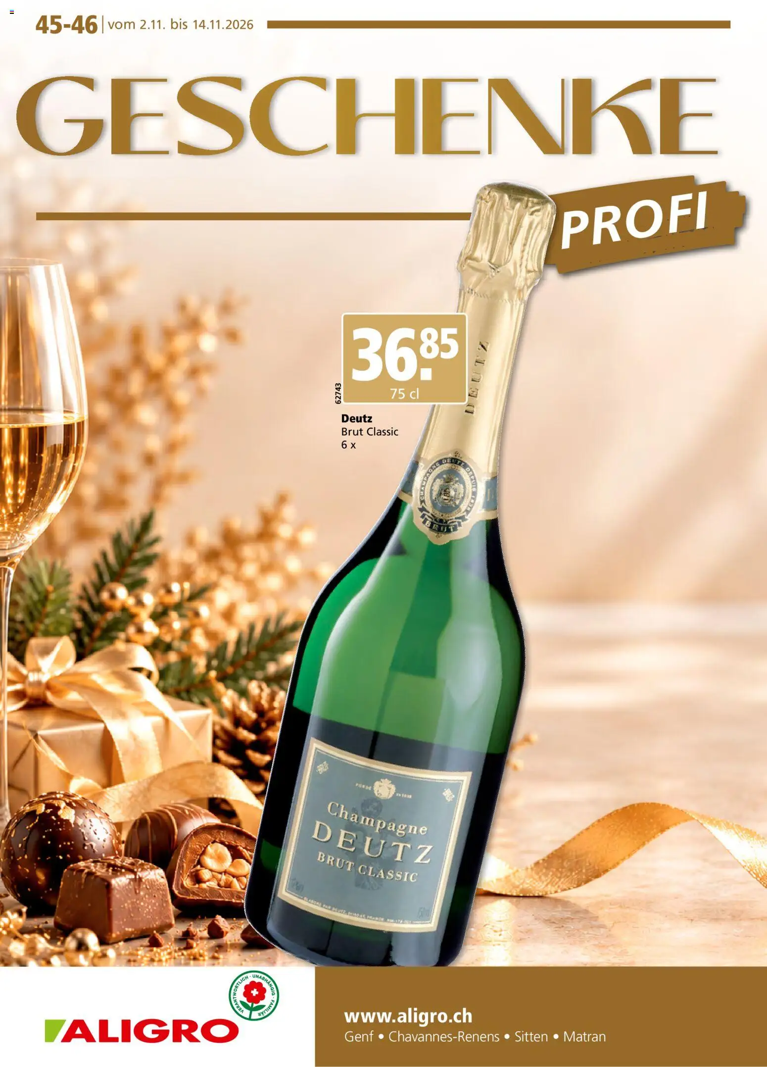 Aligro aktionen Geschenke Chavannes, Matran, Genf, Sitten – gültig ab 02.11.2026 | Seite: 1