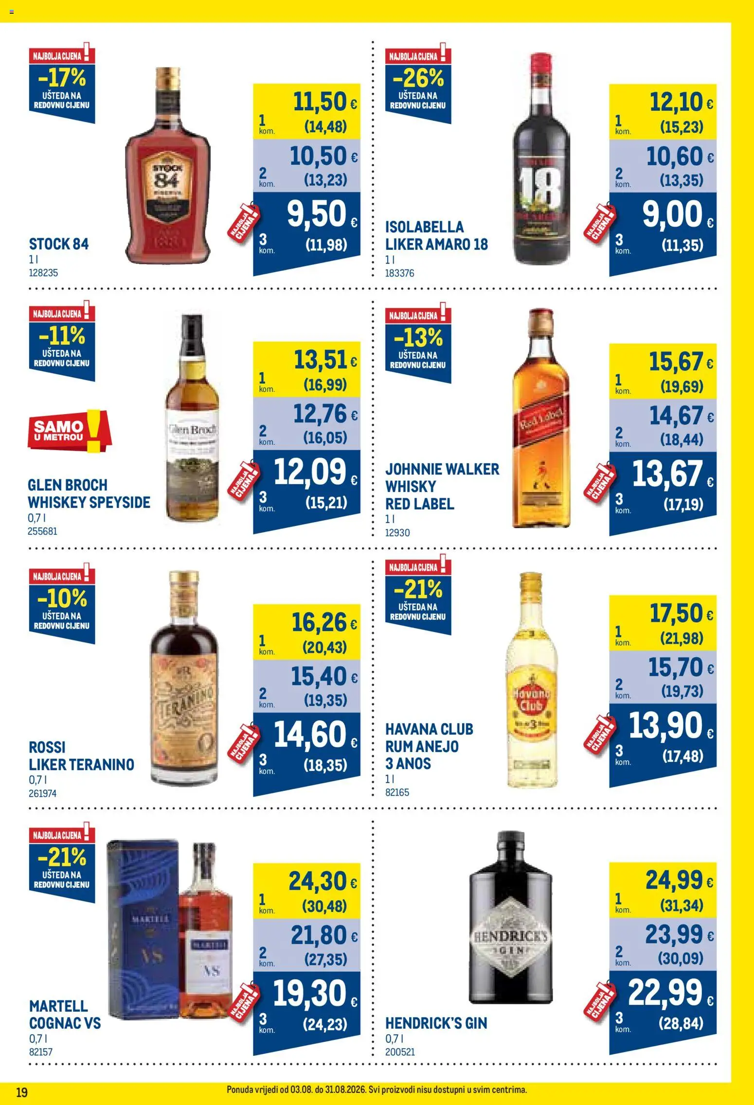 Metro katalog | vrijedi od 03.08.2026 | Stranica: 19 | Proizvodi: Red Label, Johnnie Walker, Whisky, Rum