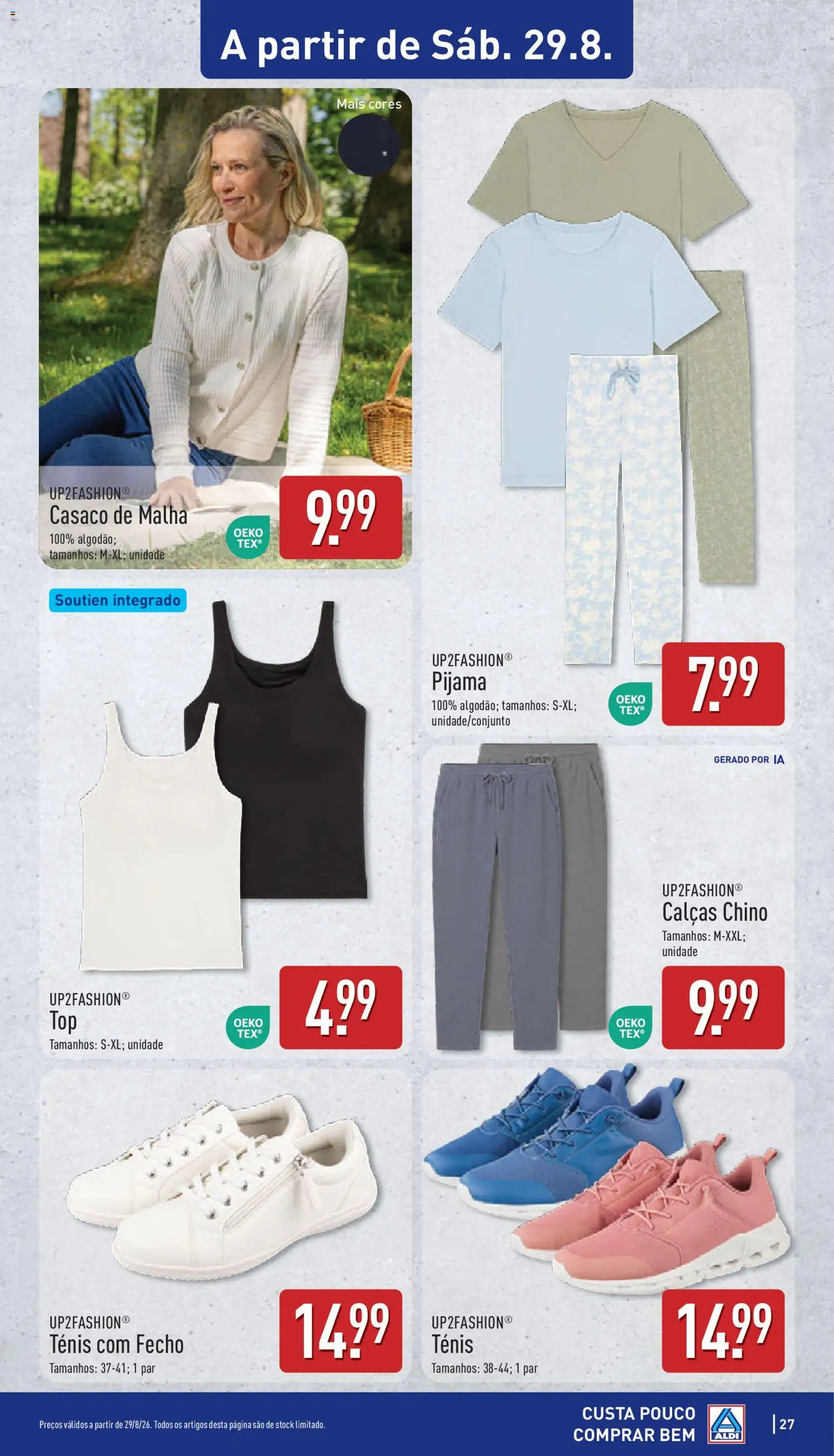 Aldi folheto │ válido de 24/08/2026 | Página: 27 | Produtos: Casaco, Top, Calças, Pijama