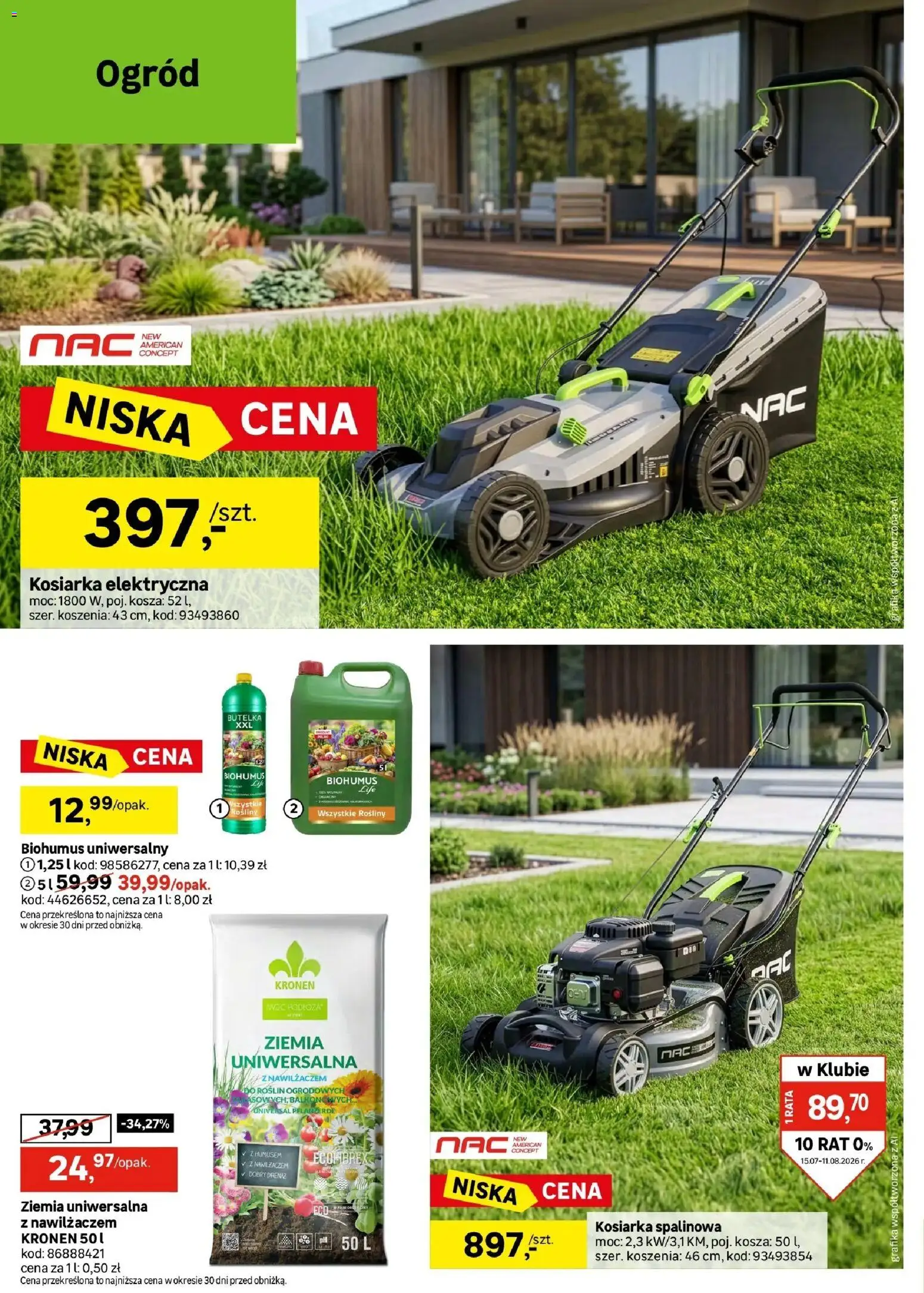 Leroy Merlin gazetka od (15.07.2026 - 11.08.2026) | Strona: 30 | Produkty: Ziemia uniwersalna, Kosiarka spalinowa, Ziemia, Rosliny