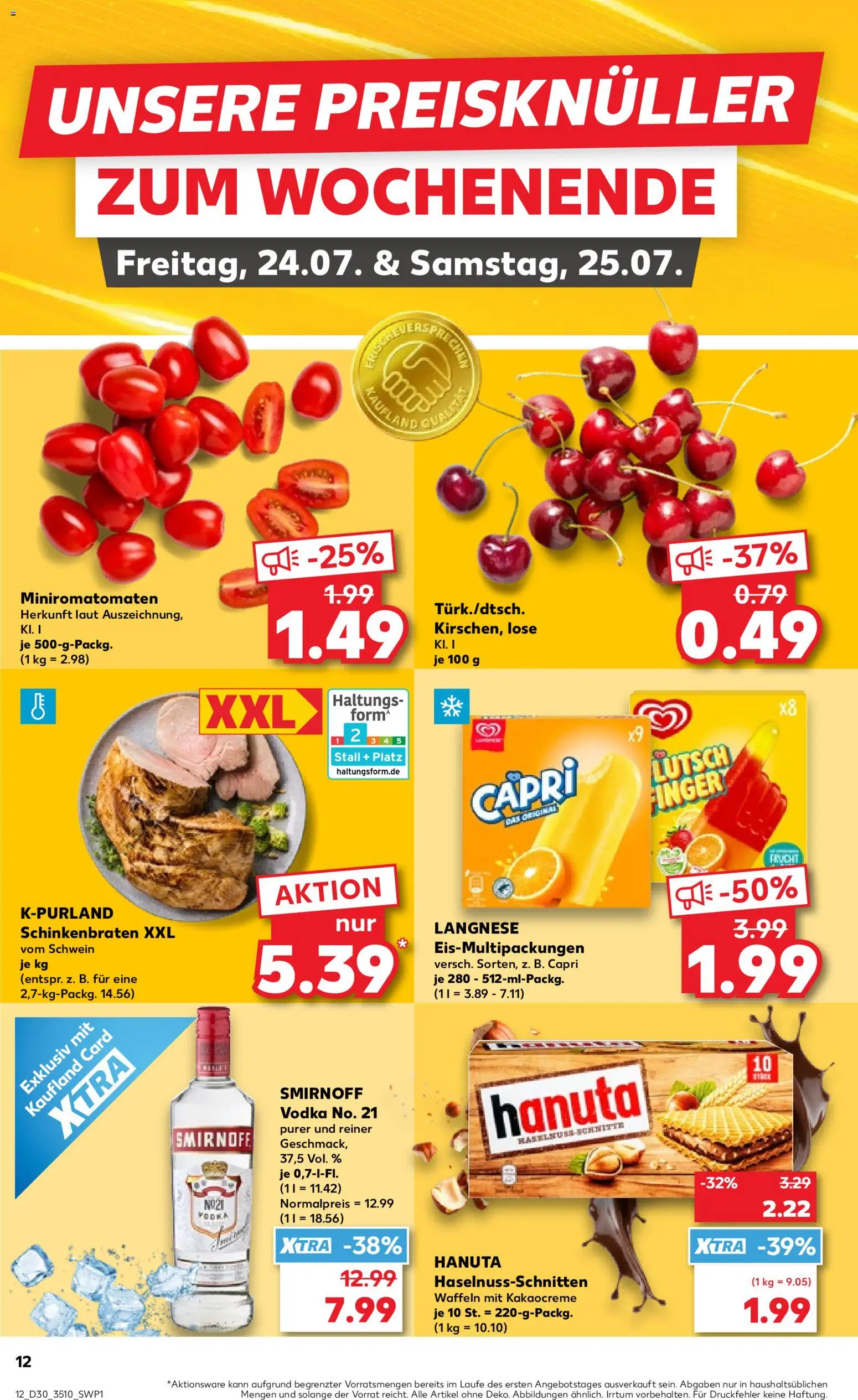 Kaufland Prospekt Zeitz – gültig ab 23.07.2026 | Seite: 12 | Produkte: Langnese, Waffeln, Smirnoff, Vodka