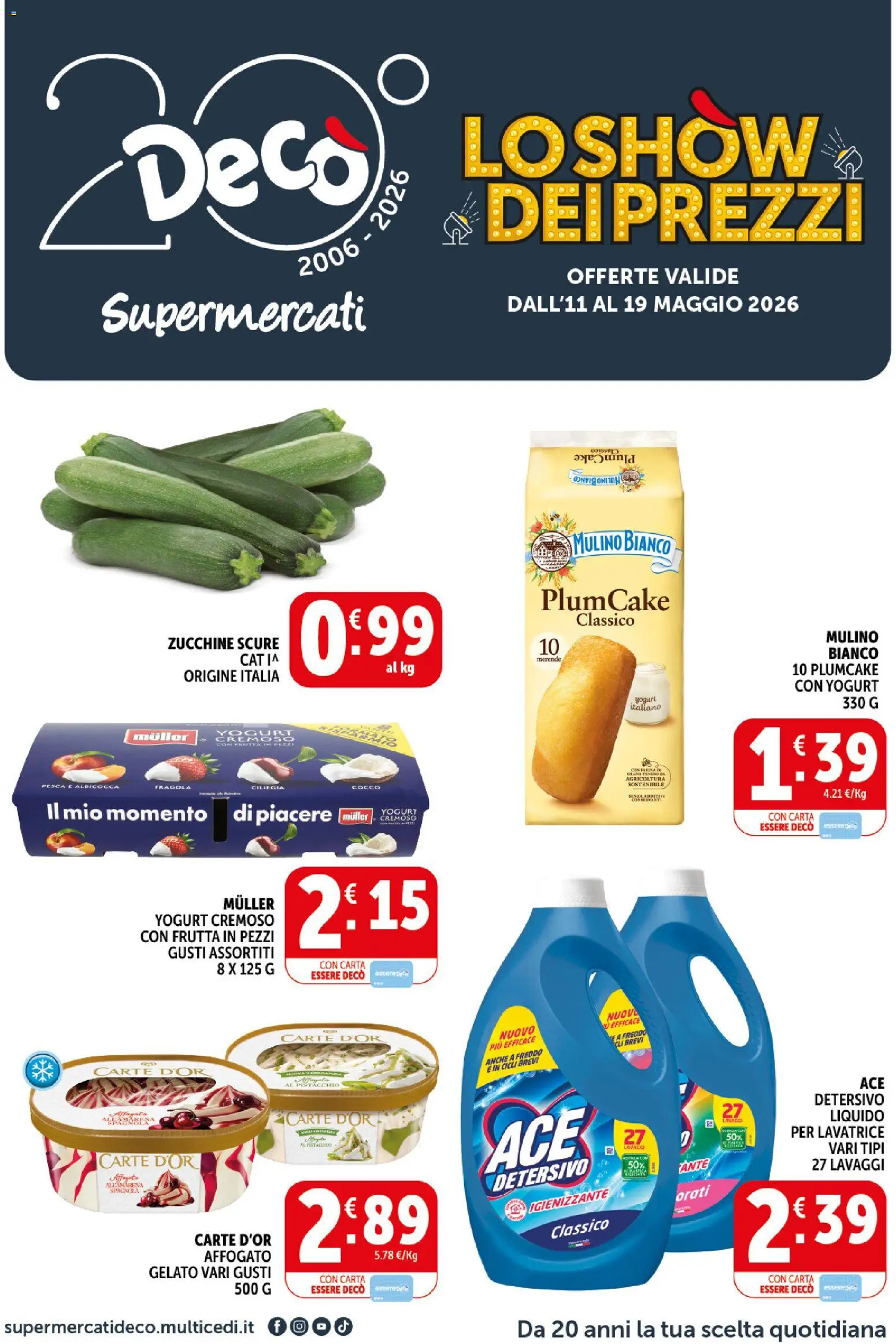 Volantino Decò del 11.05.2026 | Pagina: 1 | Prodotti: Yogurt, Tè, Frutta, Lavatrice