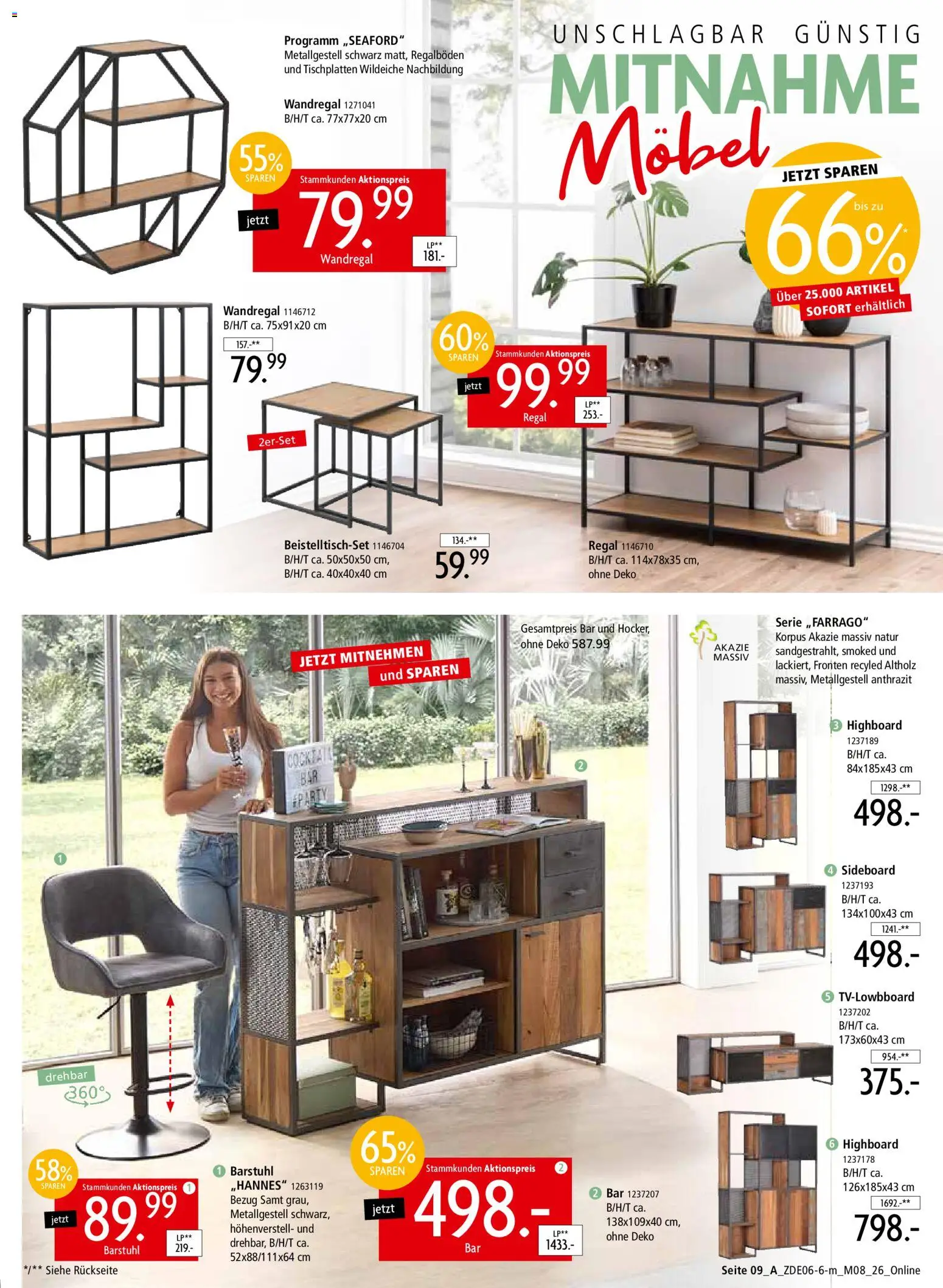 Zurbrüggen Mitnahme Möbel – gültig ab 13.06.2026 | Seite: 15 | Produkte: Sideboard, HIghboard, Wandregal, Regal