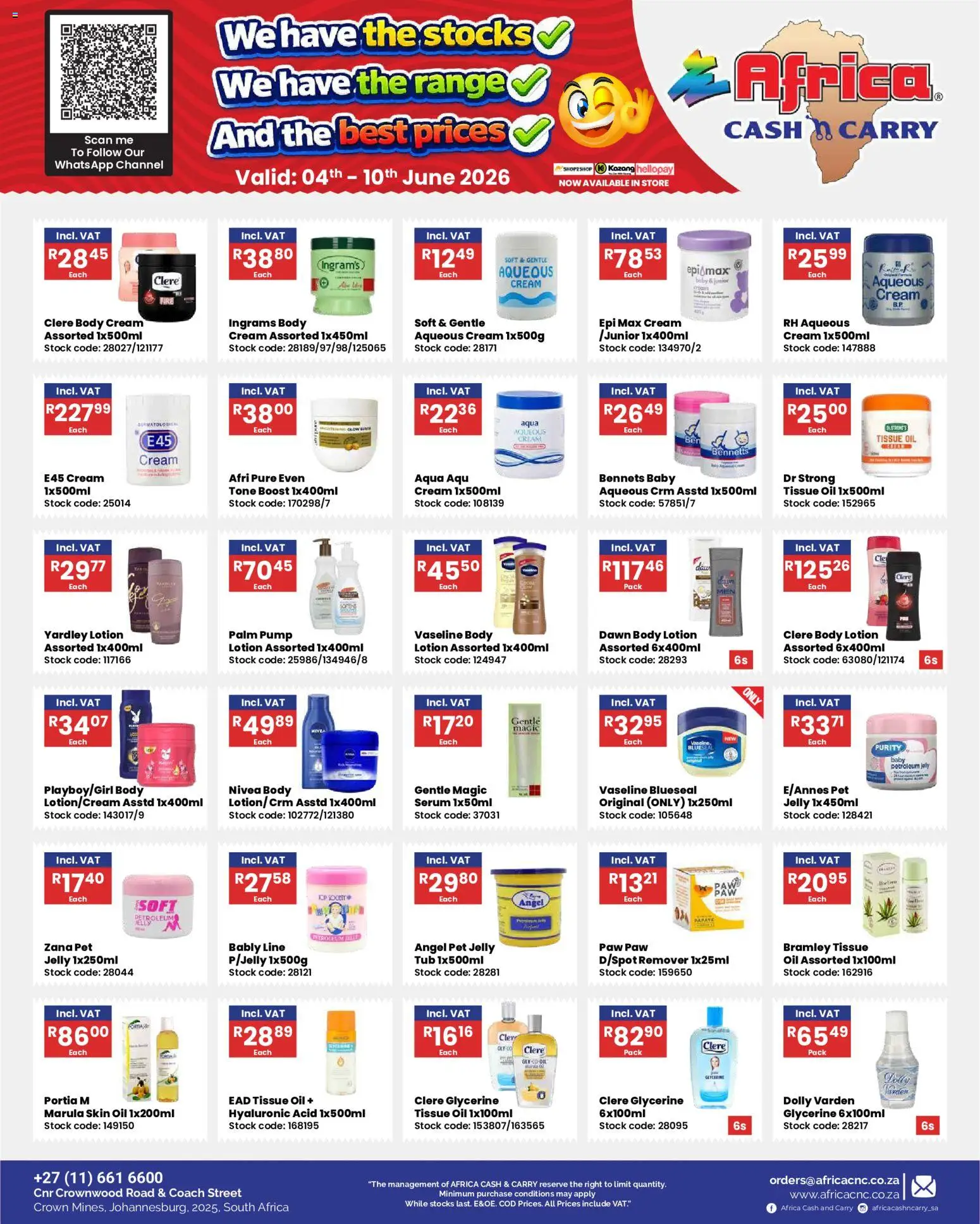 New Africa Cash & Carry catalogue – valid from 04.06.2026 | Page: 6 | Products: Oil, Cream, Body cream, Lotion