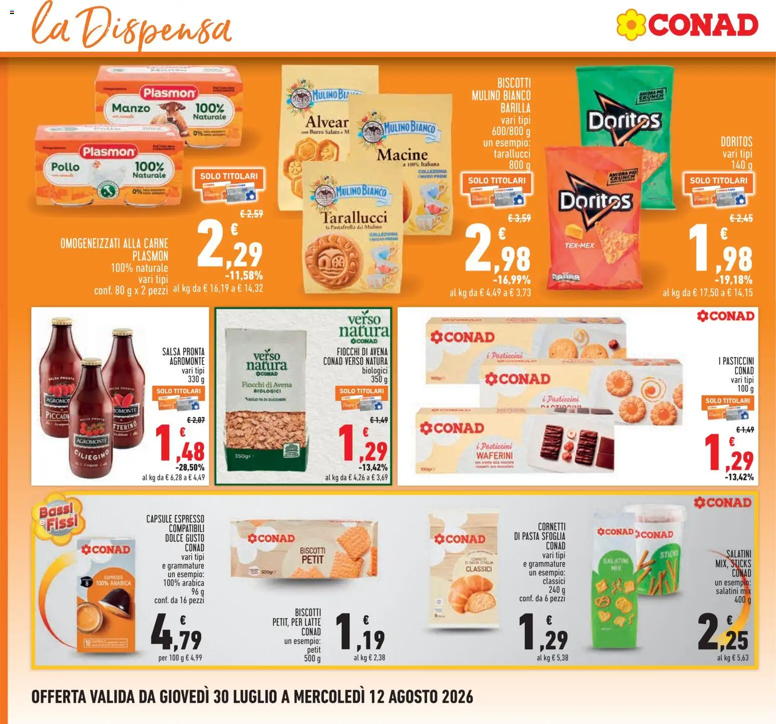 Volantino Conad del 30/07/2026 | Pagina: 16 | Prodotti: Pasta sfoglia, Fiocchi, Salsa, Burro