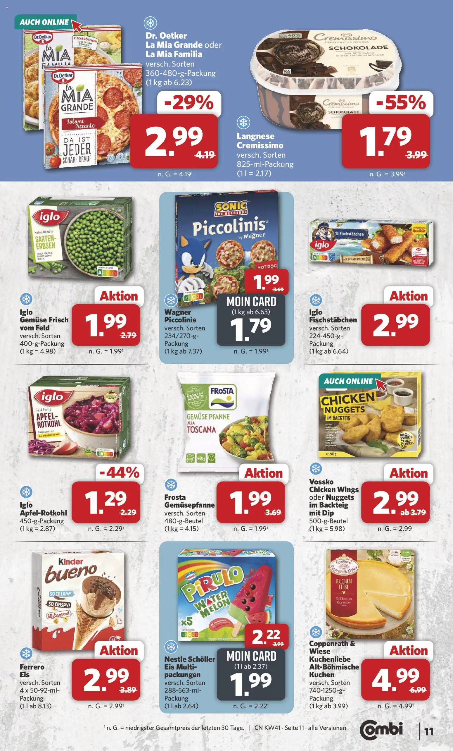 Combi Prospekt – gültig ab 05.10.2026 | Seite: 11 | Produkte: Cremissimo, Frosta, Kuchen, Eis