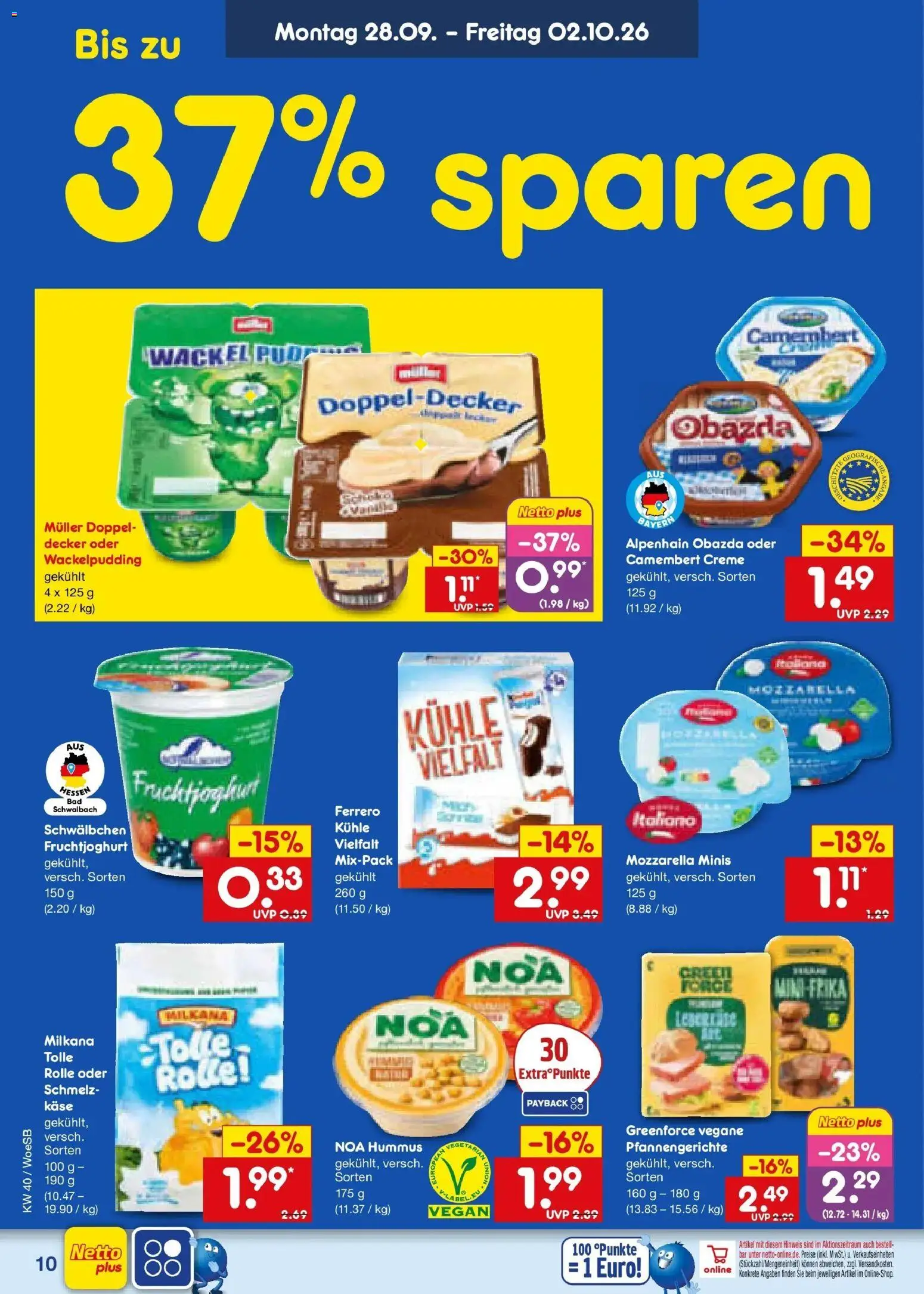 Netto Marken-Discount Prospekt Gemmingen – gültig ab 28.09.2026 | Seite: 14 | Produkte: Milkana, Mozzarella, Creme, Camembert