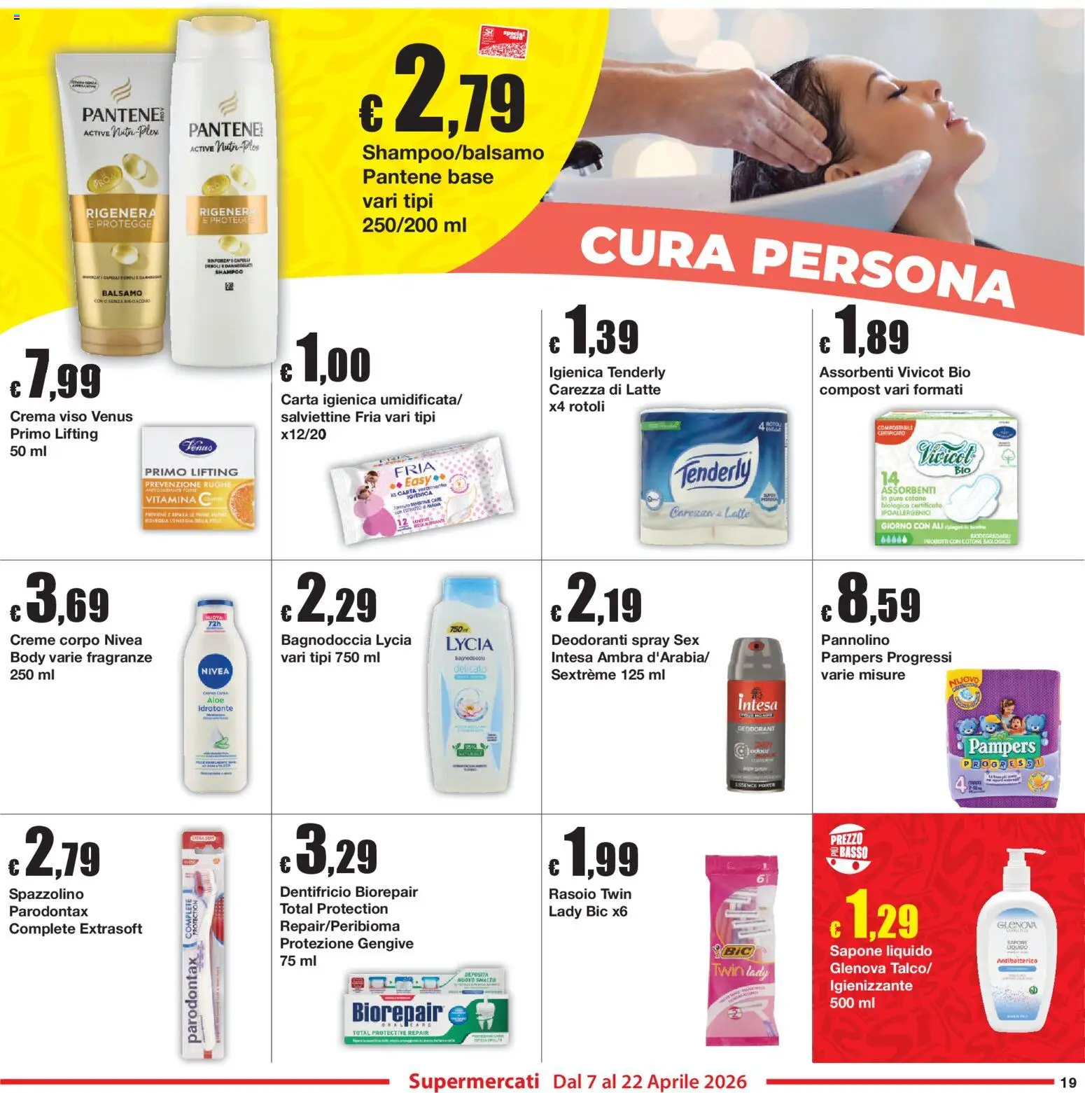 Volantino Sì con Te del 07.04.2026 | Pagina: 19 | Prodotti: Shampoo, Rasoio, Sapone, Dentifricio