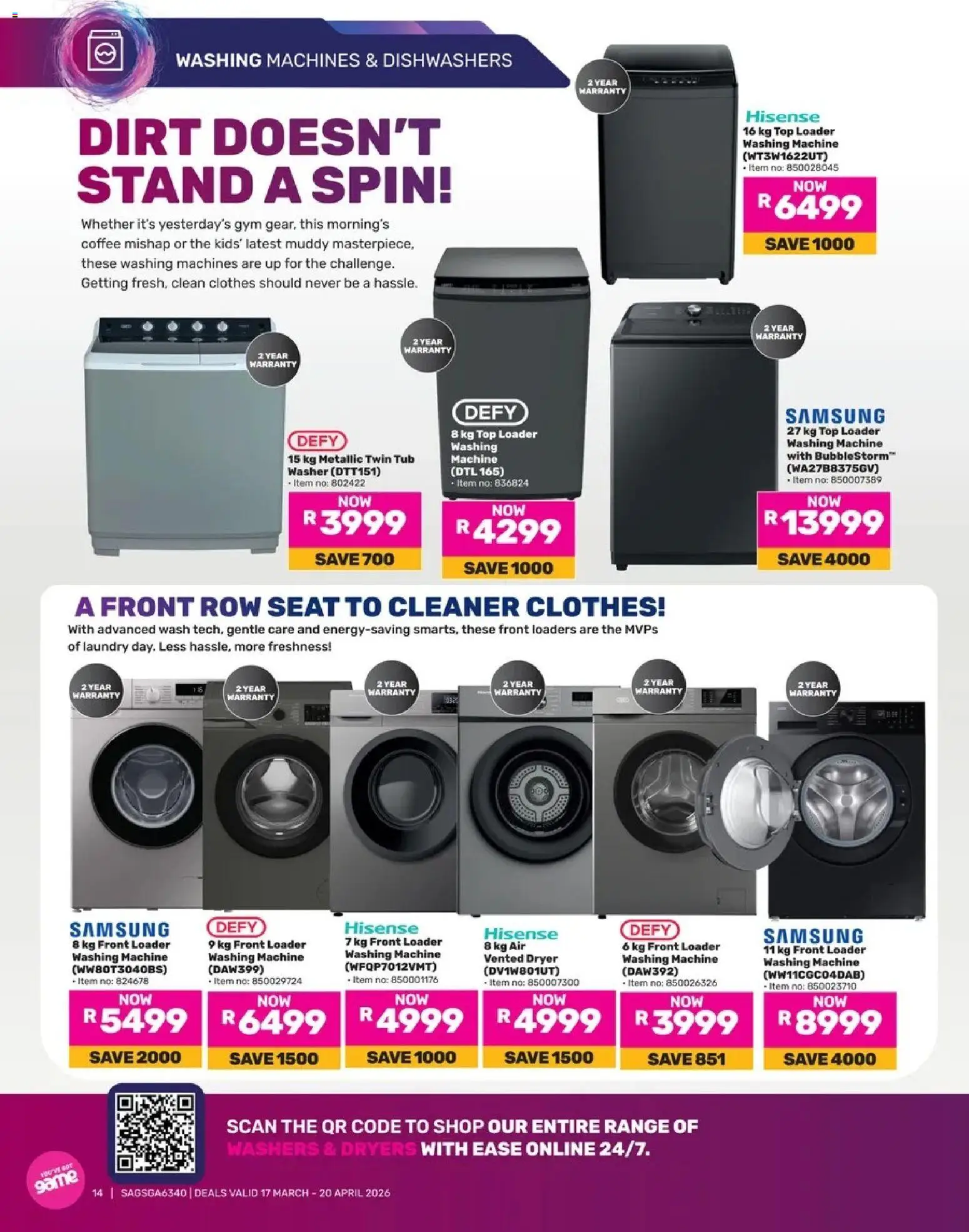 Game Catalogue valid from 17.03.2026 | Page: 14 | Products: Coffee, Washing machine, Dryer, Game