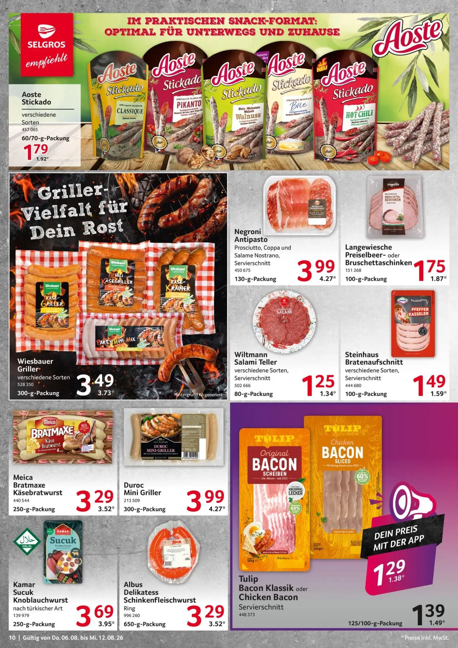 Selgros Prospekt – gültig ab 06.08.2026 | Seite: 10 | Produkte: Meica, Pfeffer, Salami, Schinken