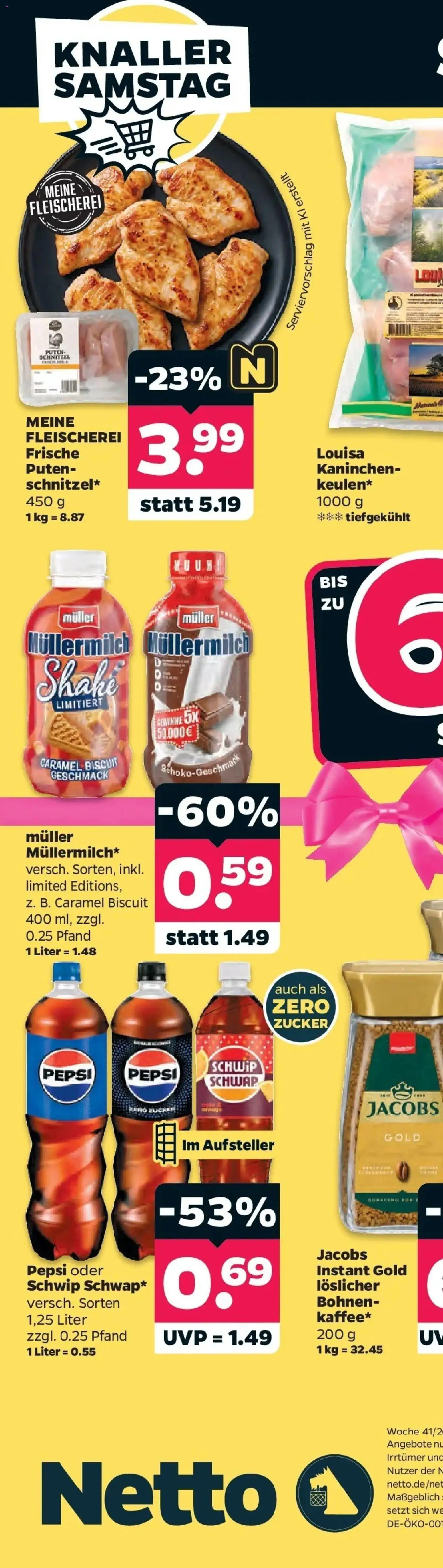 Netto Aktueller Prospekt ab 05.10.2026 → Angebote nächste Woche | Seite: 79 | Produkte: Kaninchen, Schnitzel, Zucker, Pepsi