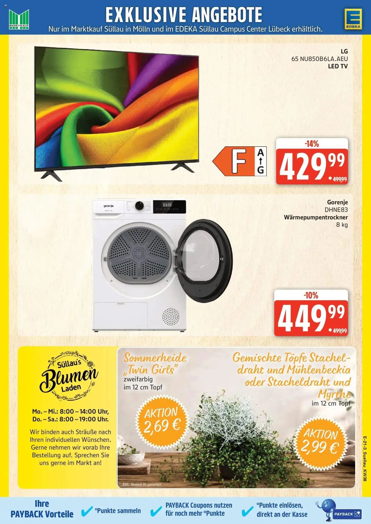 Edeka Prospekt Lübeck (ab 14.09.2026) » Angebote Online | Seite: 28 | Produkte: Gorenje, Blumen, TV