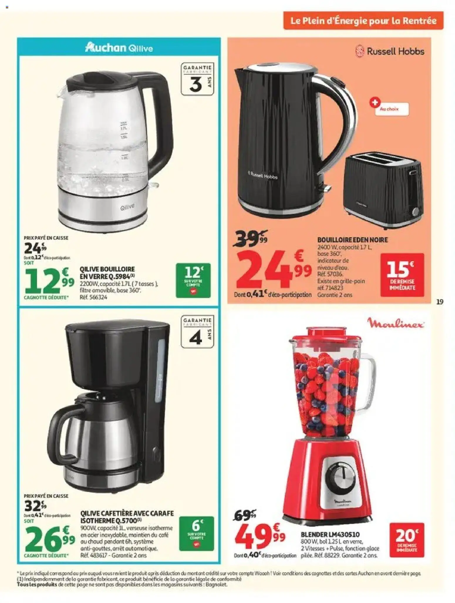 {H1} | Page: 19 | Produits: Cafetière, Base, Blender, Tasses