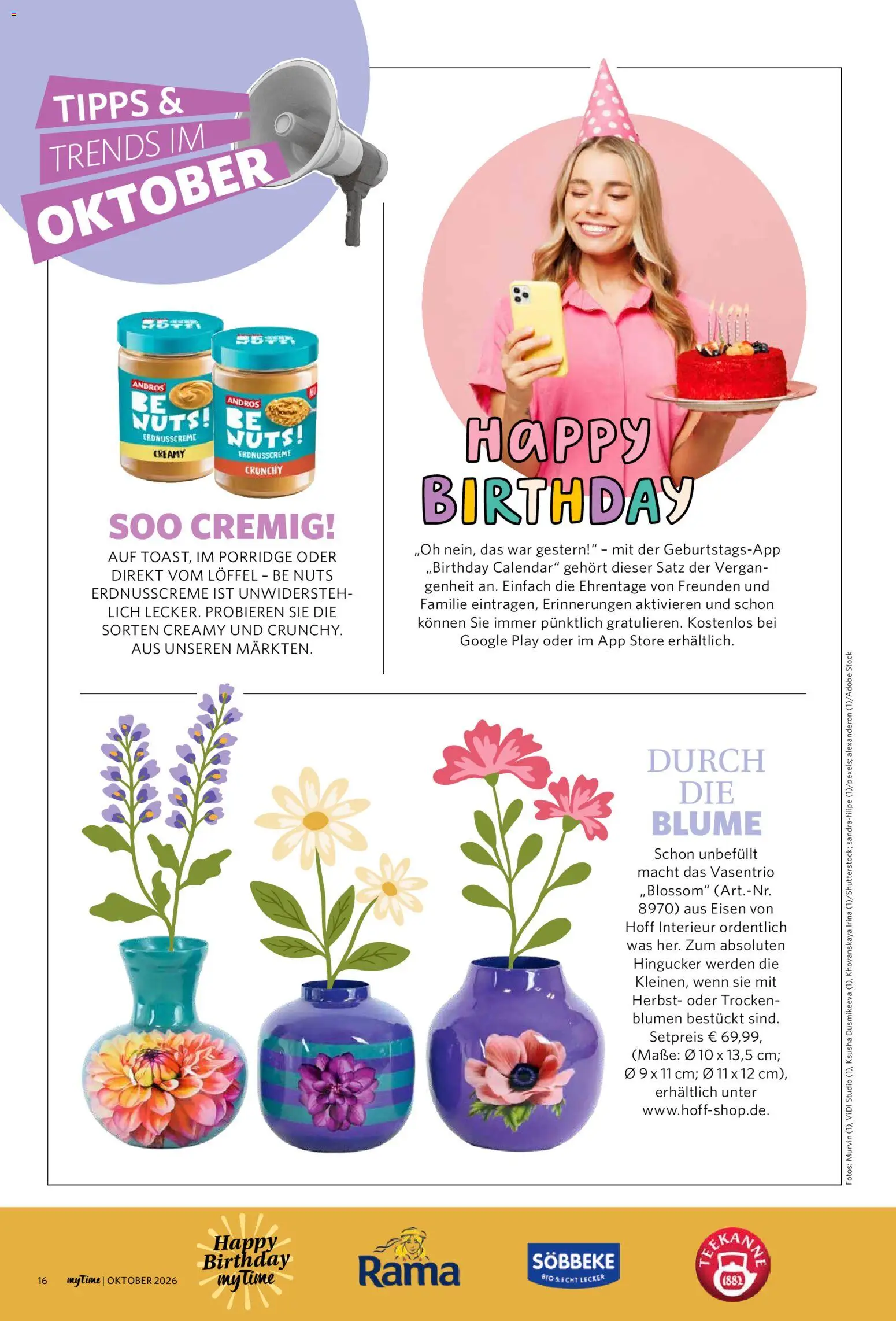 Combi myTime Oktober 2026 – gültig ab 01.10.2026 | Seite: 16 | Produkte: Rama, Blumen