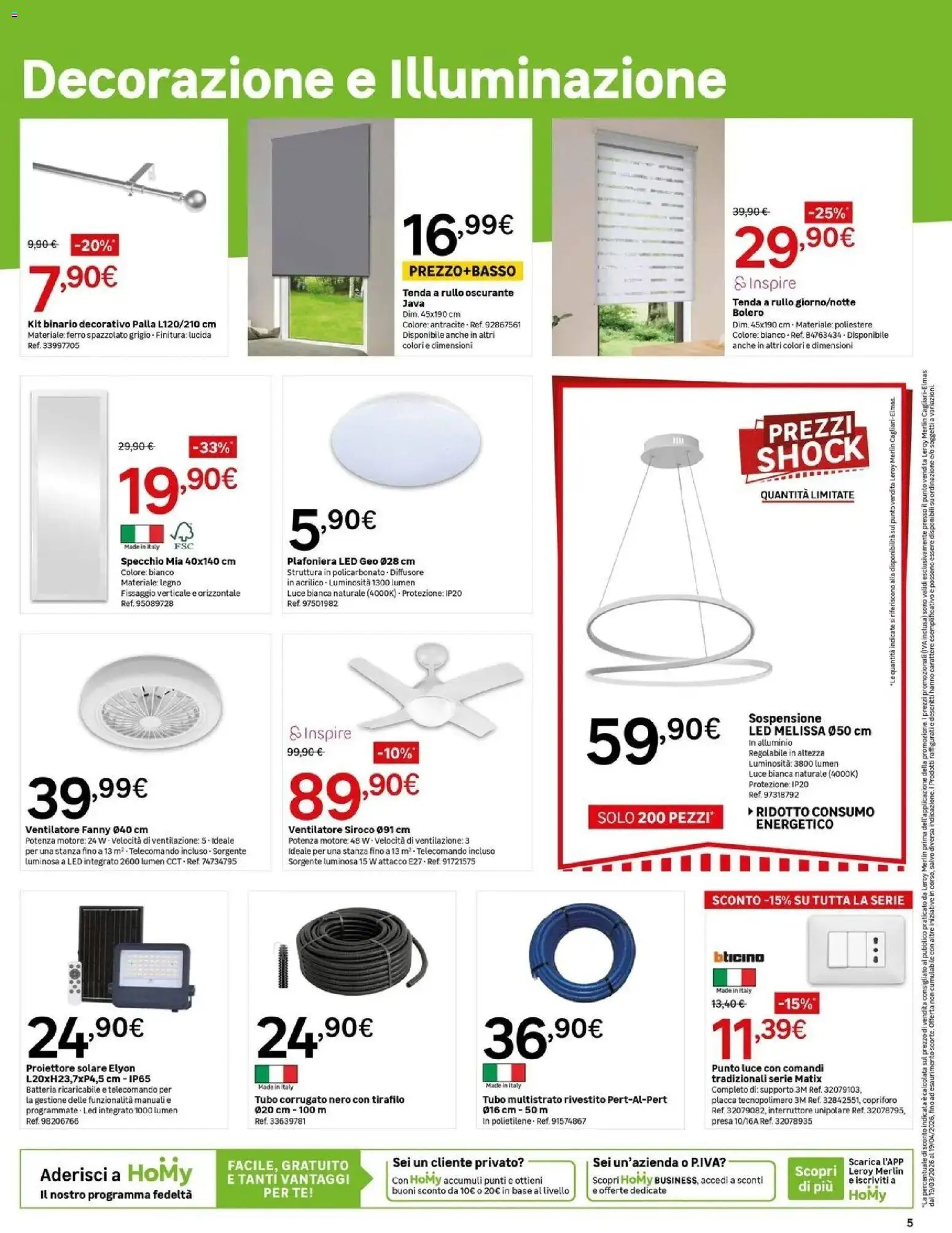 Volantino Leroy Merlin del 19.03.2026 | Pagina: 5 | Prodotti: Tenda, Tubo, Alluminio, Batteria