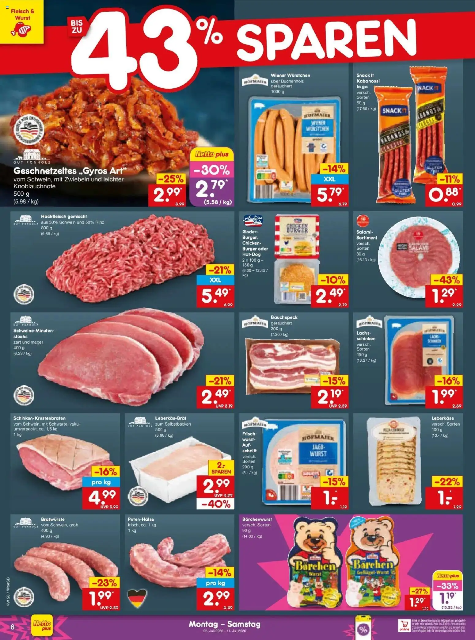 Netto Marken-Discount - Netto: Wochenangebote – gültig ab 05.07.2026 | Seite: 10 | Produkte: Wiener wurstchen, Wurst, Schinken, Leberkase