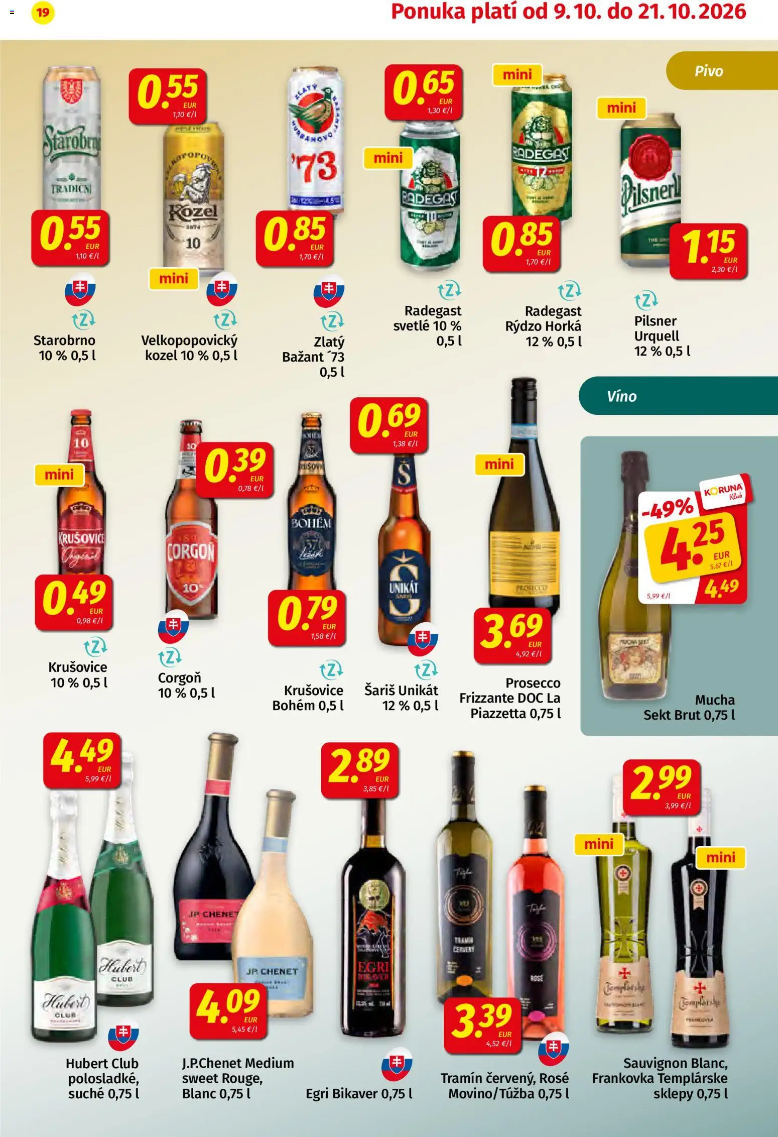 Nové Koruna akcie – leták je platný od 09.10.2026 | Strana: 19 | Produkty: Víno, Prosecco, Sekt, Corgoň