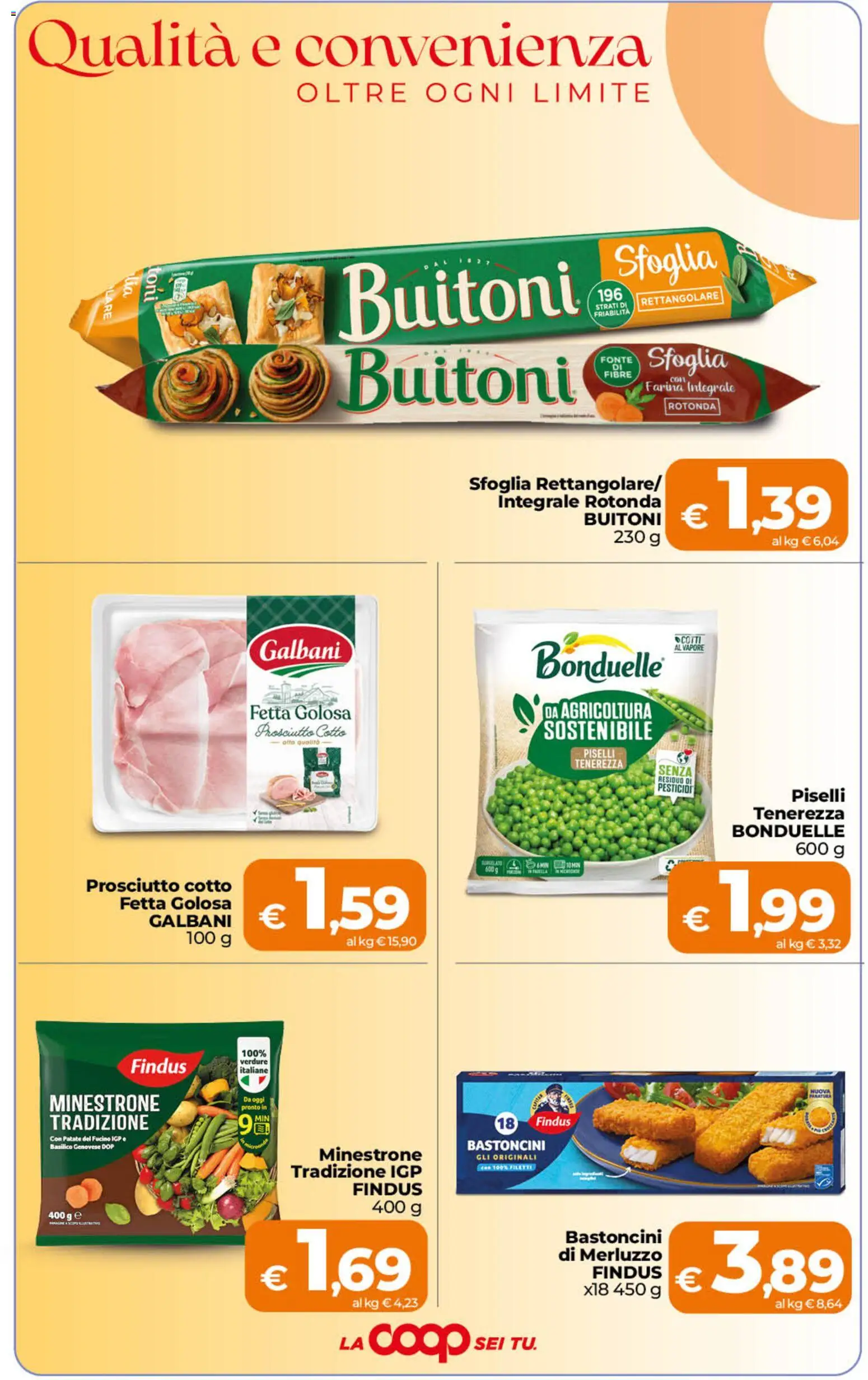 Volantino Ipercoop del 02/10/2026 | Pagina: 3 | Prodotti: Minestrone, Merluzzo, Prosciutto, Piselli