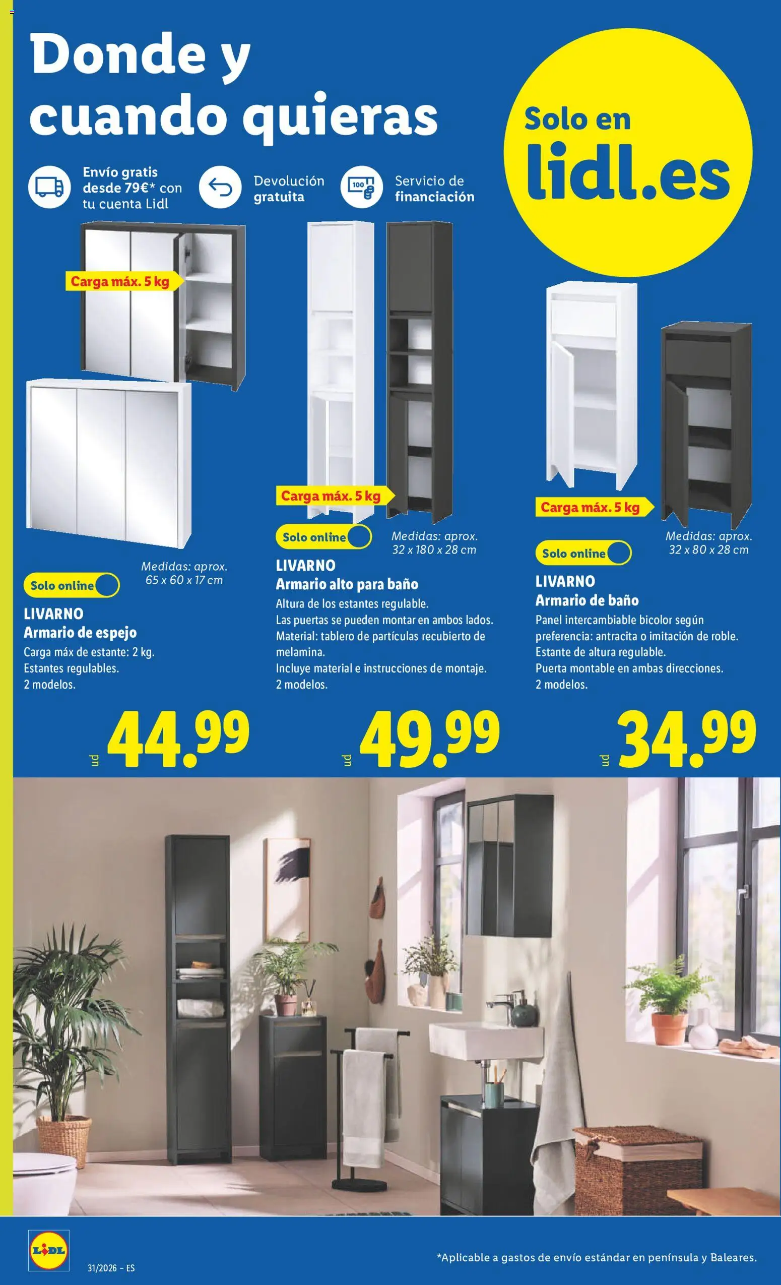Lidl folleto de bazar │ válido desde el 27/07/2026 | Página: 4 | Productos: Estante, Armario, Baño, Espejo