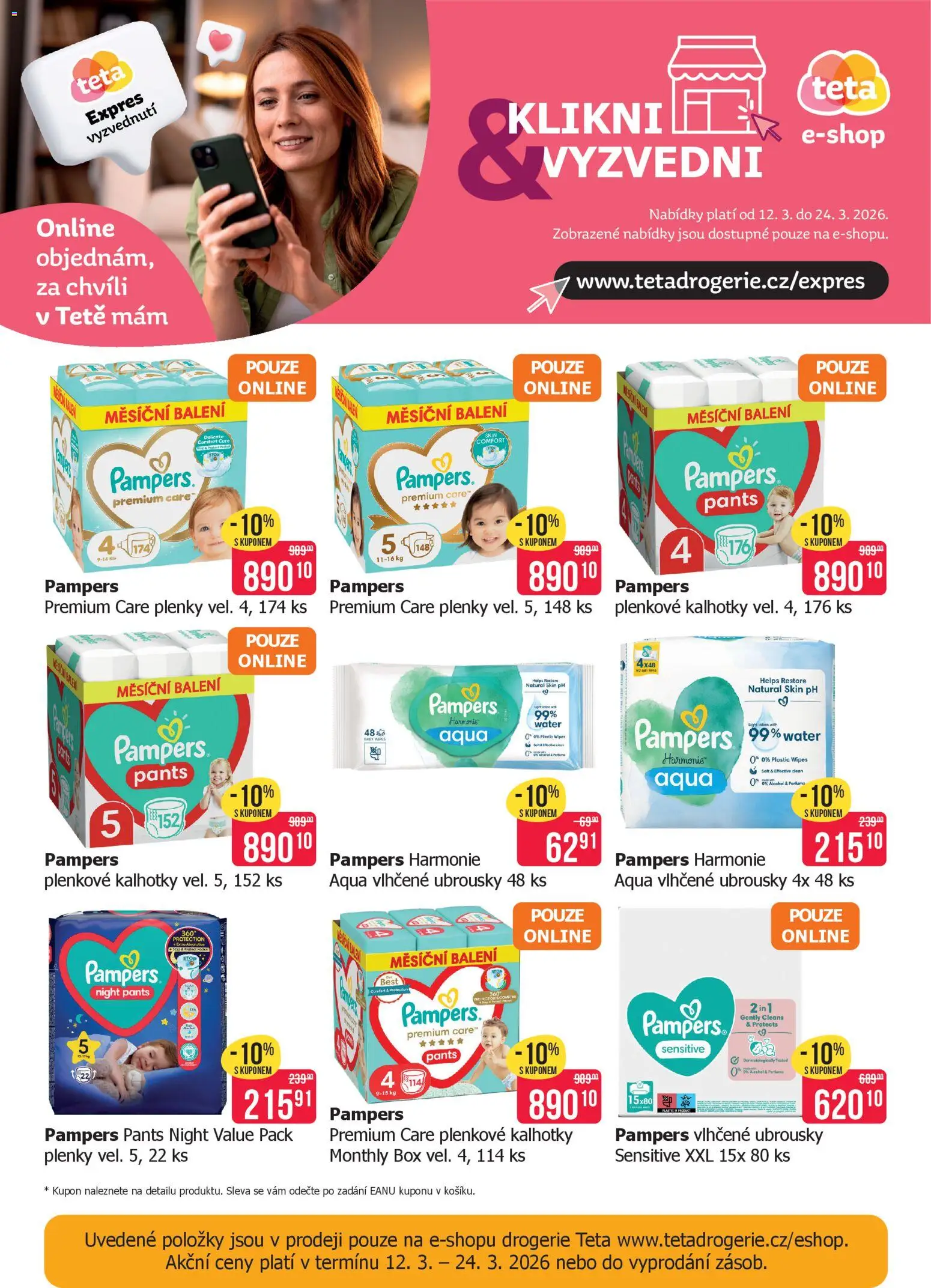 TETA Drogerie leták od 12.03.2026 | Strana: 23 | Produkty: Kalhotky, Pampers, Pampers Premium Care, Pampers Pants