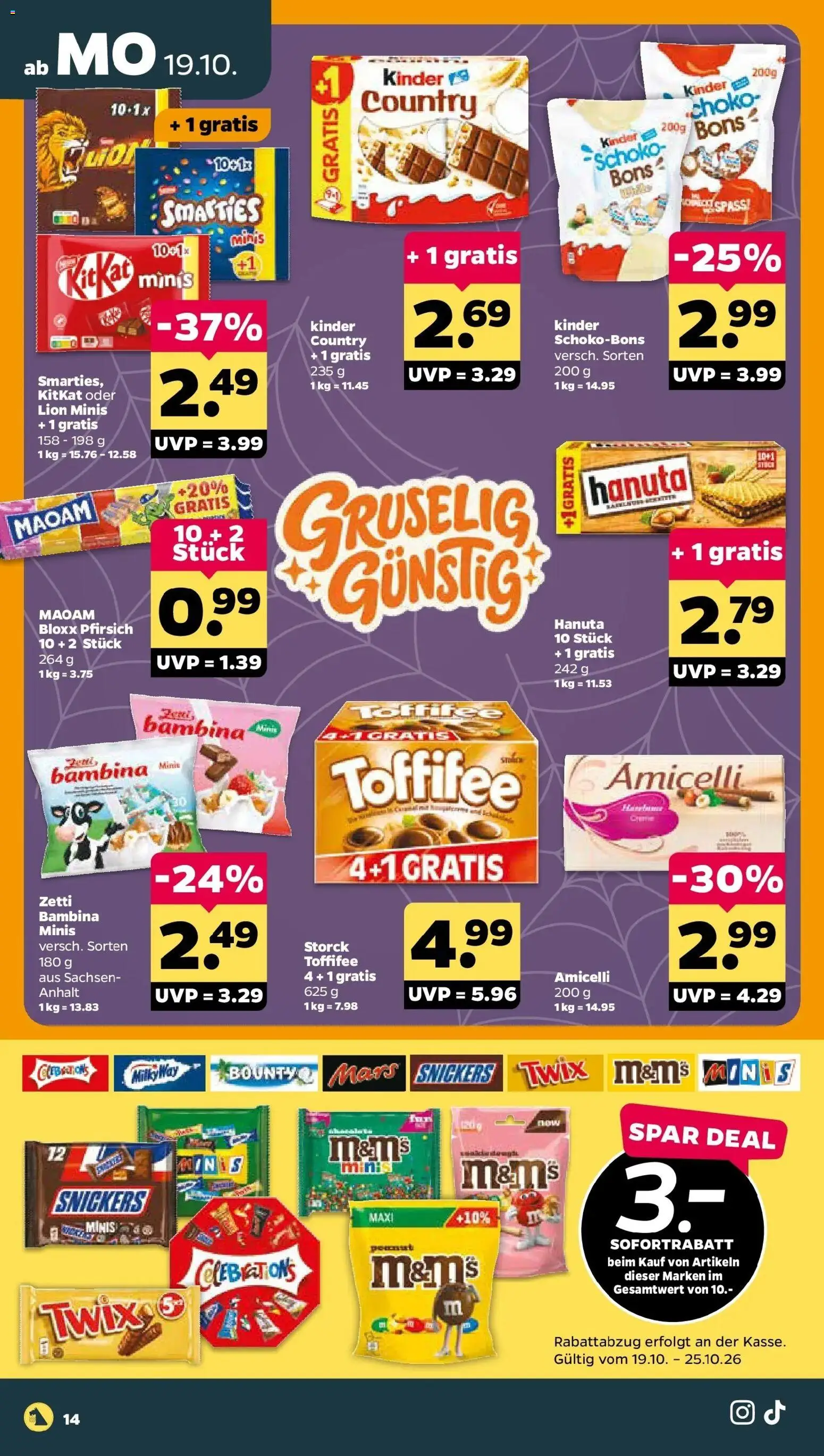 Netto Aktueller Prospekt ab 19.10.2026 → Angebote nächste Woche | Seite: 16 | Produkte: Celebrations, Mars, Toffifee, Kinder country
