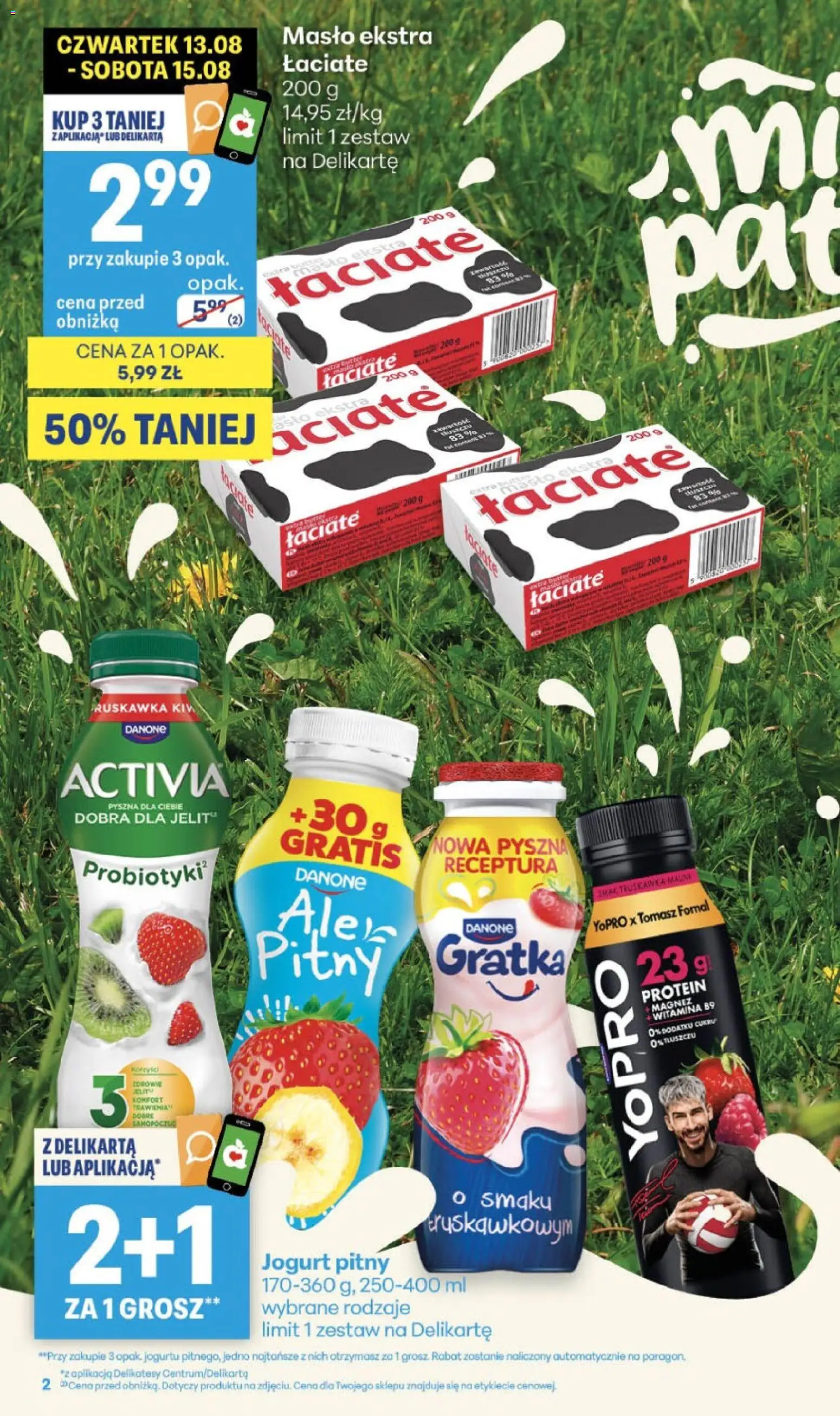 Delikatesy Centrum gazetka od 13.08.2026 | Strona: 2 | Produkty: Jogurt pitny, Delikatesy, Masło, Jogurt