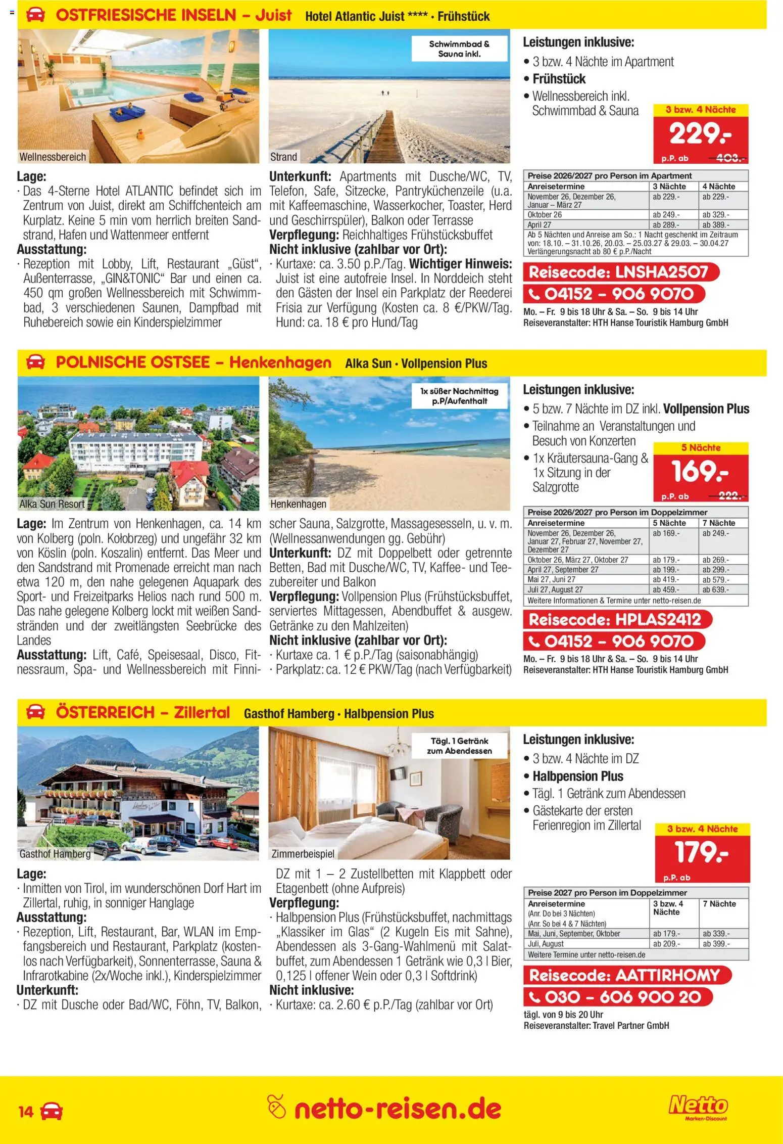 Netto Reisen Prospekt – gültig ab 01.10.2026 | Seite: 14 | Produkte: Herd, Kaffee, Dusche, Wein