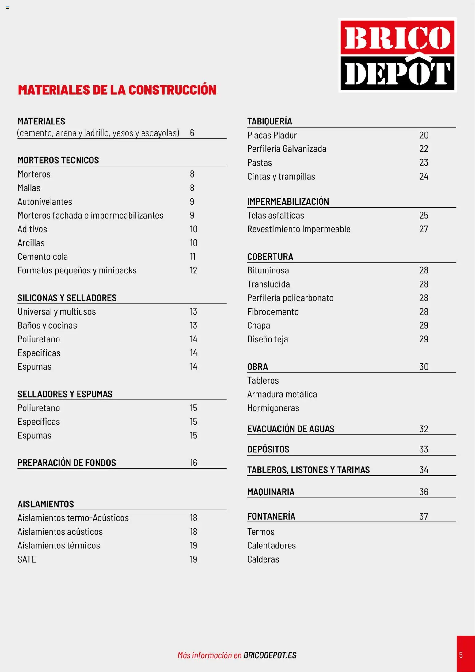 Brico Depôt Construcción │ válido desde el 20/10/2026 | Página: 5 | Productos: Cemento