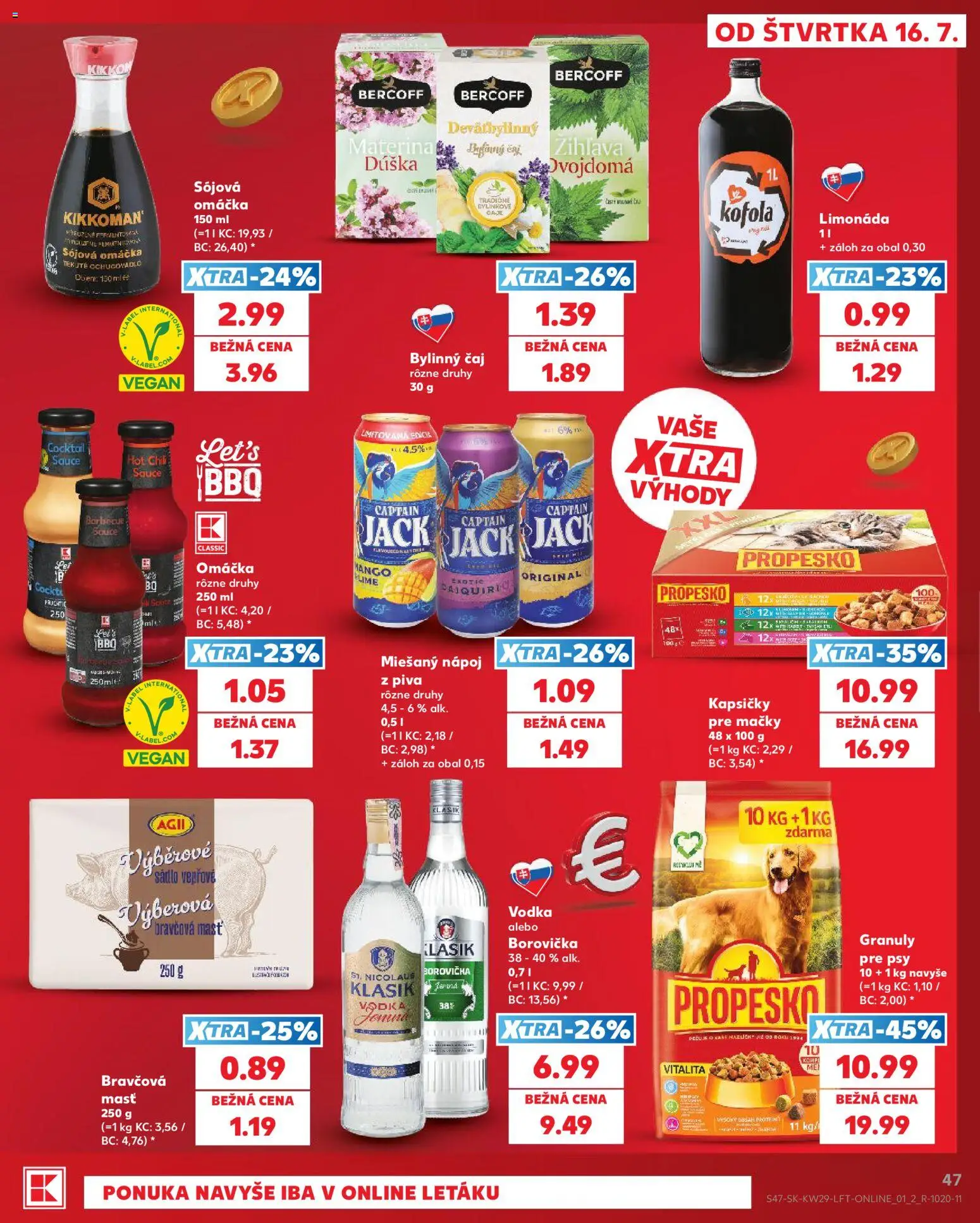 Nové Kaufland akcie – leták je platný od 16.07.2026 | Strana: 47 | Produkty: Čaj, Kofola, Kapsičky, Limonáda