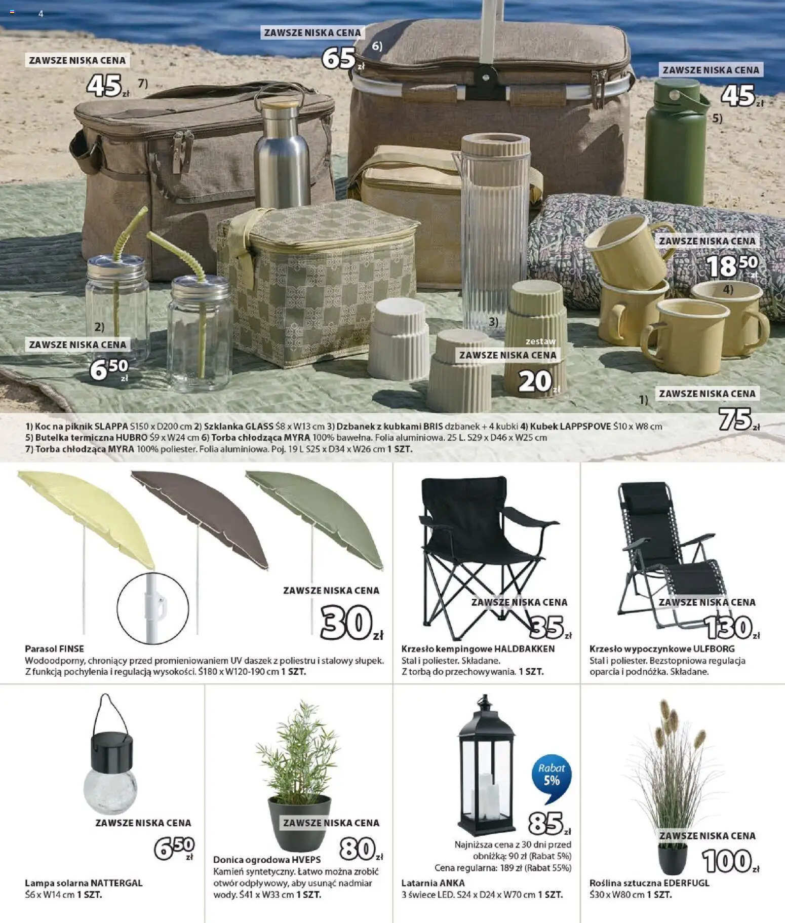 JYSK gazetka od 03.06.2026 | Strona: 4 | Produkty: Szklanka, Parasol, Lampa, Świece