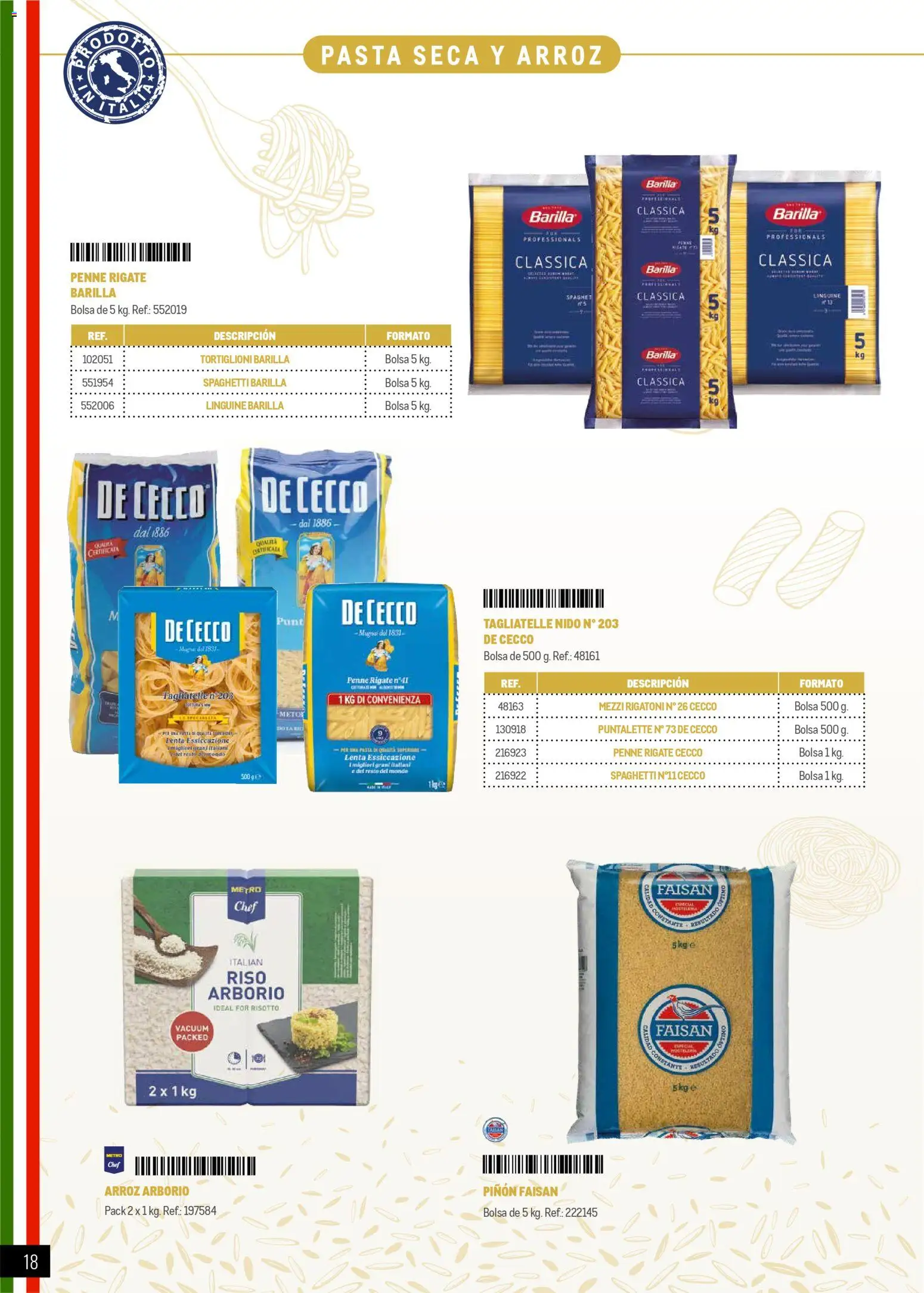 Makro Restaurantes italianos Prat │ válido desde el 27.03.2026 | Página: 18 | Productos: Arroz, Pasta, Bolsa
