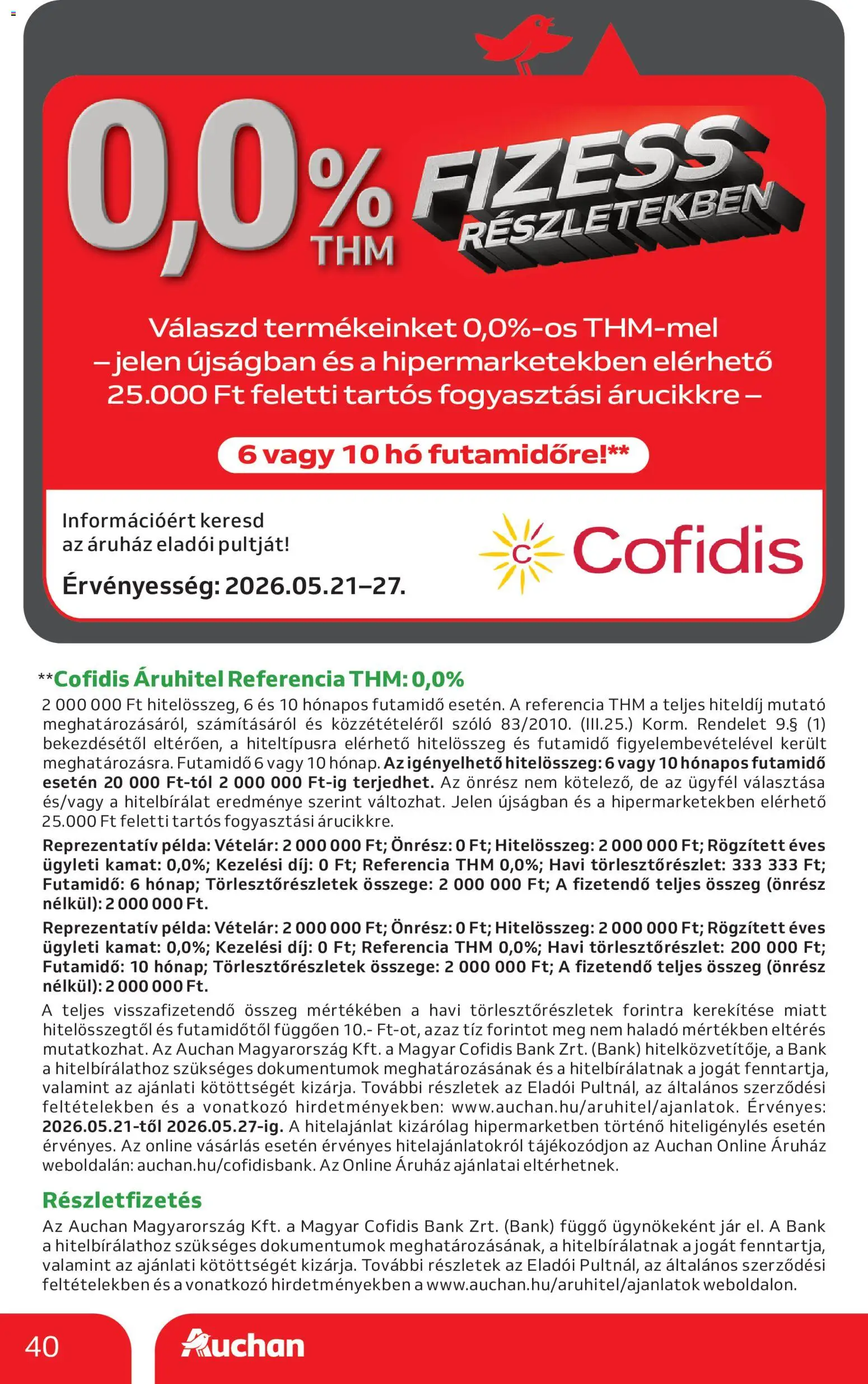 Auchan akciós ujság - amely érvényes a következő dátumtól: 21.05.2026 | Oldal: 40 | Termékek: Szőlő