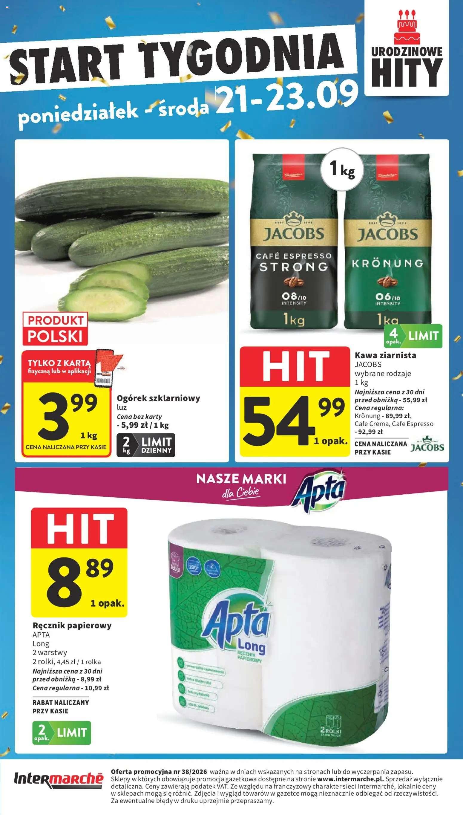 Intermarche gazetka od 17.09.2026 | Strona: 47 | Produkty: Kawa ziarnista, Kawa, Ogórek szklarniowy, Ręcznik papierowy