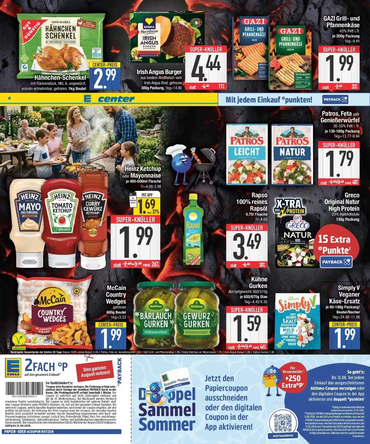 E center Prospekt Schwabmünchen (ab 10.08.2026) zum Blättern | Seite: 2 | Produkte: Feta, Patros, McCain, Gurken