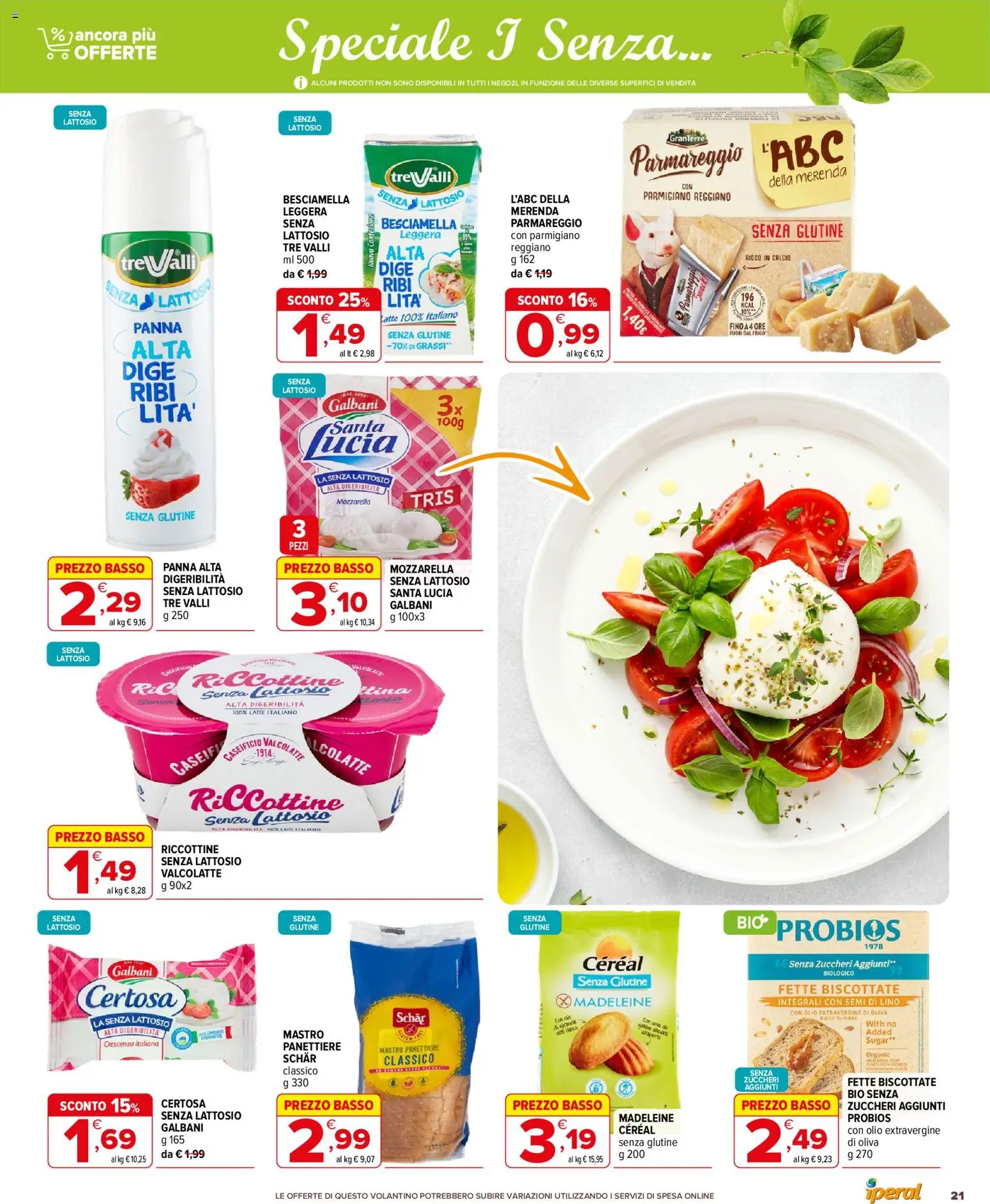 Volantino Iperal del 17.06.2026 | Pagina: 21 | Prodotti: Mozzarella senza lattosio, Uova, Fette biscottate, Parmigiano