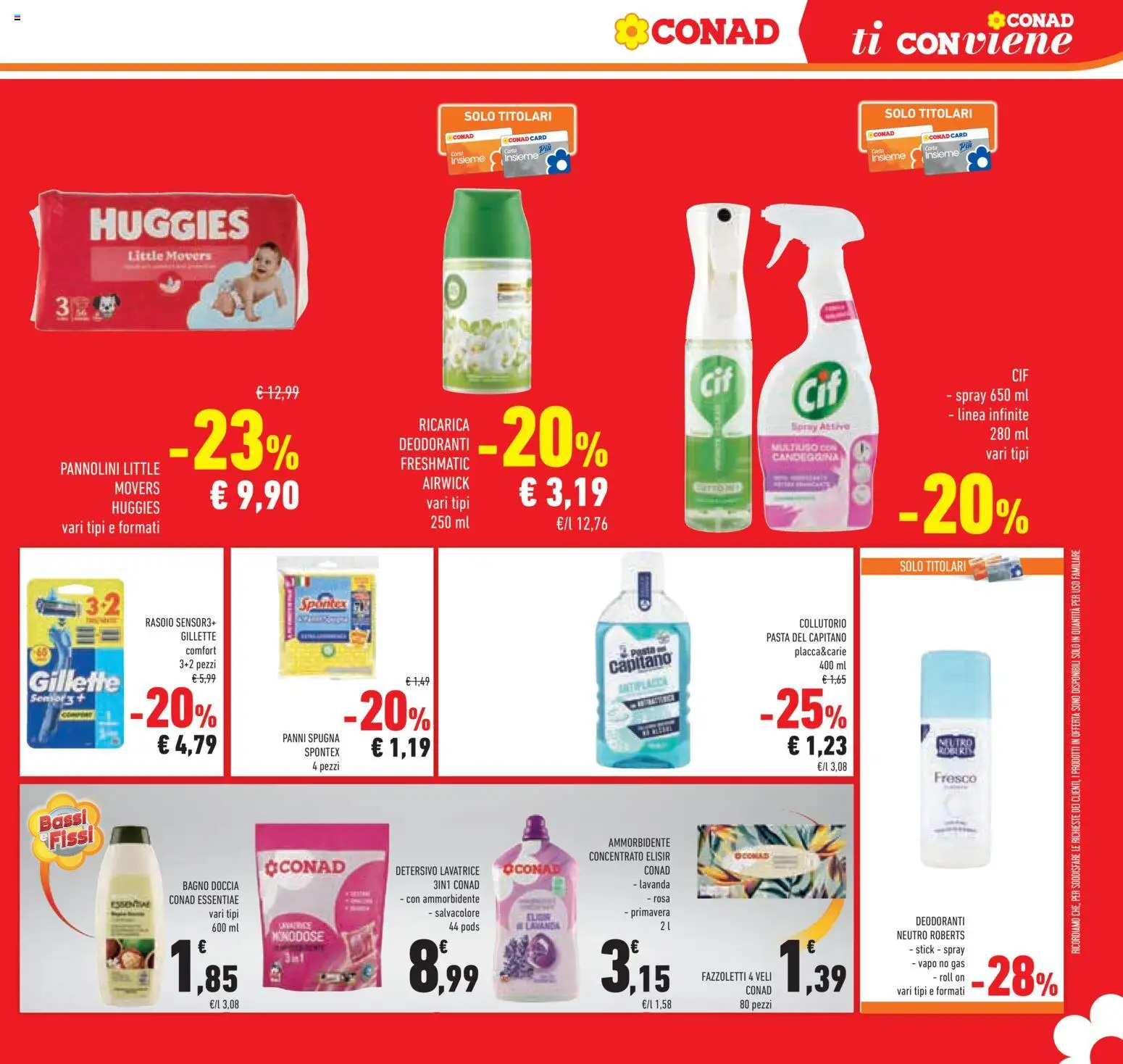 Volantino Conad del 07/10/2026 | Pagina: 45 | Prodotti: Ammorbidente, Candeggina, Fazzoletti, Lavatrice