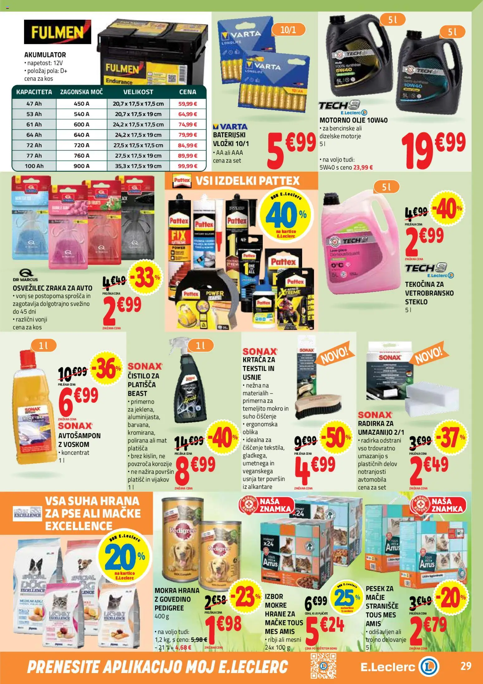 Novi E.leclerc katalog ponudbe – veljaven od 27.05.2026 | Stran: 29 | Izdelki: Kos, Krtaca, Akumulator, Olje