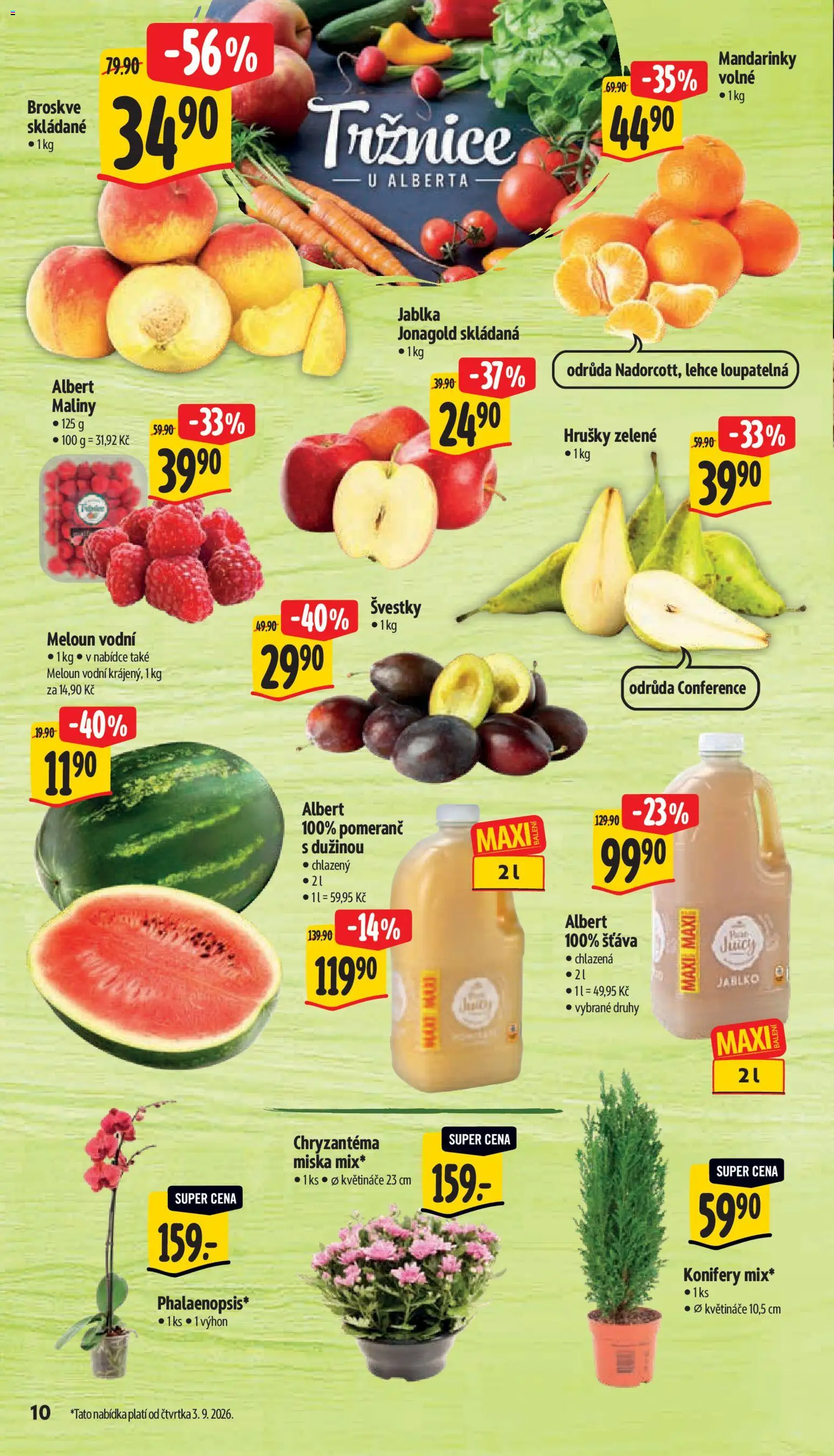 Albert leták - Hypermarket od 02.09.2026 | Strana: 18 | Produkty: Broskve, Miska, Vodní meloun, Meloun vodní