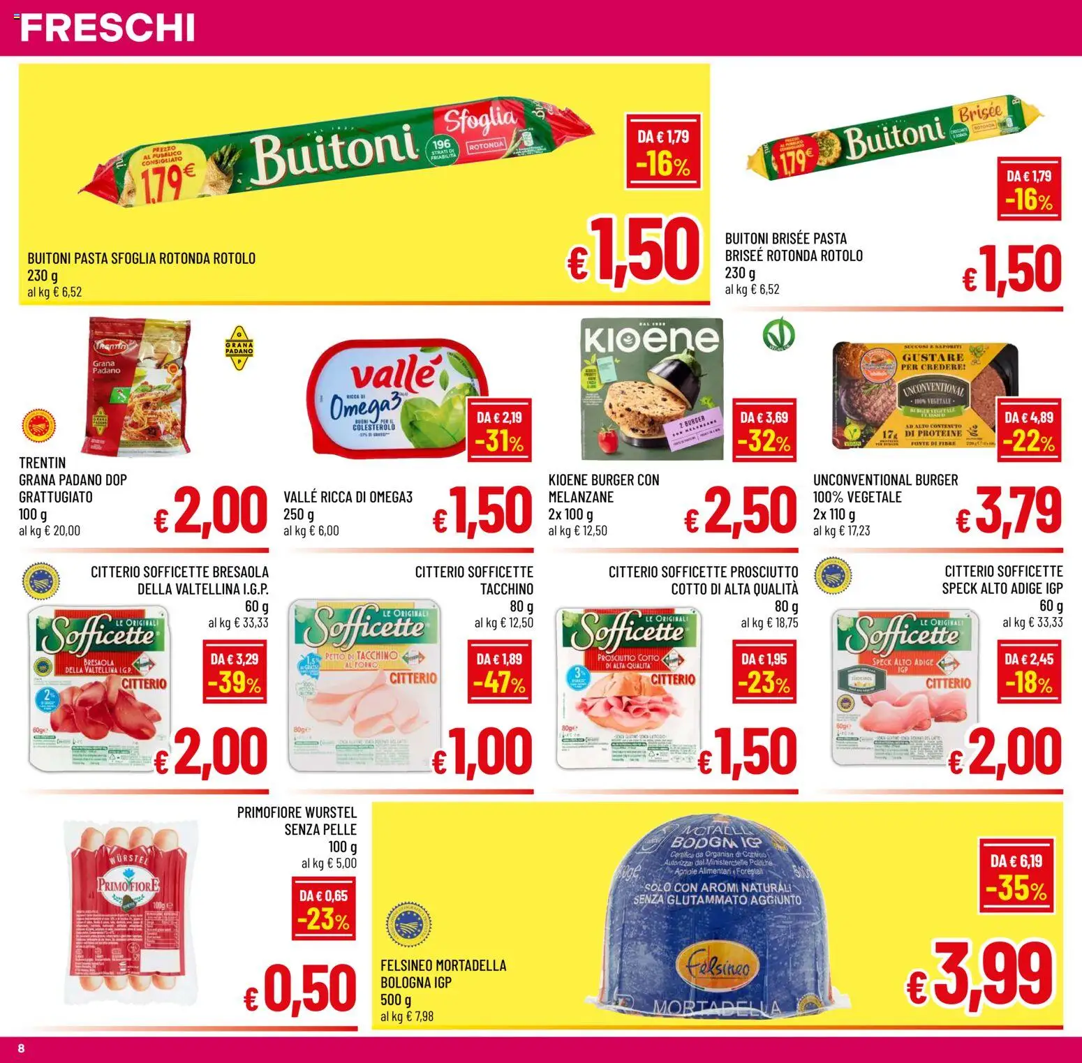 Volantino A&O del 05/08/2026 | Pagina: 8 | Prodotti: Speck, Tacchino, Mortadella, Melanzane