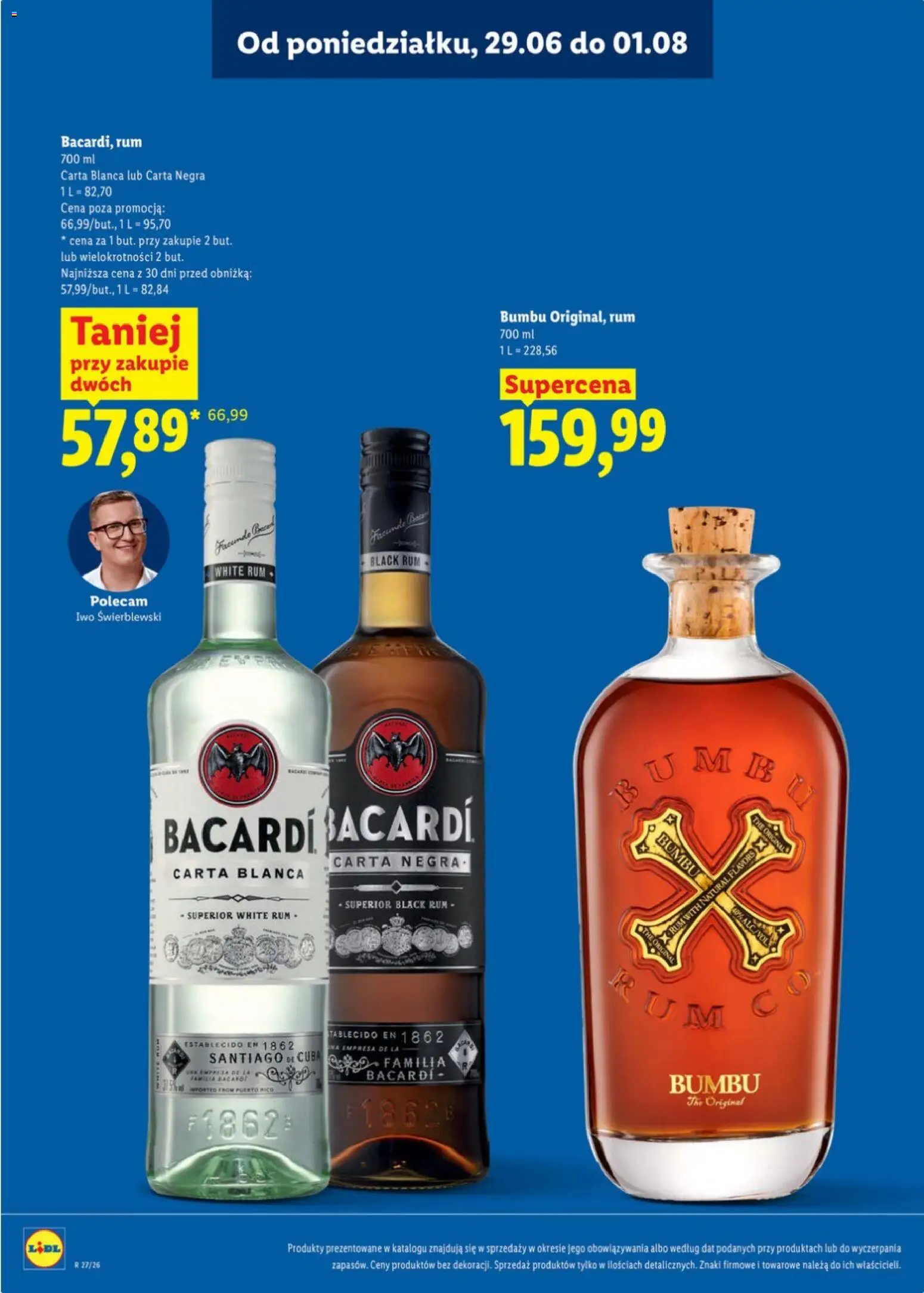 Lidl Katalog alkoholi mocnych od 29.06.2026 | Strona: 13 | Produkty: Rum Bacardi, Rum